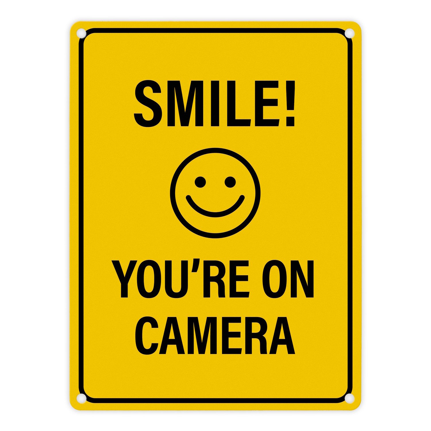 Metallschild Smile you're on camera Metallschild mit lachendem Gesicht Kamera
