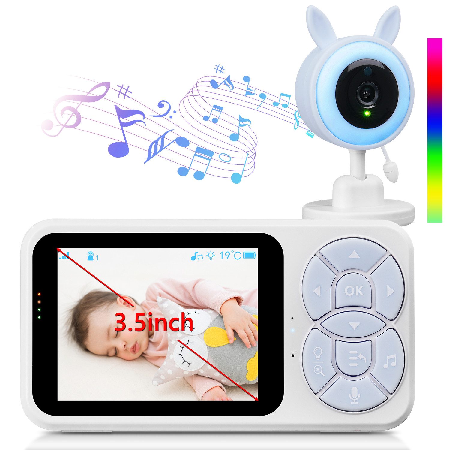Babyphone Baby Monitor mit Kamera & Display – 3.5" IPS Monitor, Nachtsicht