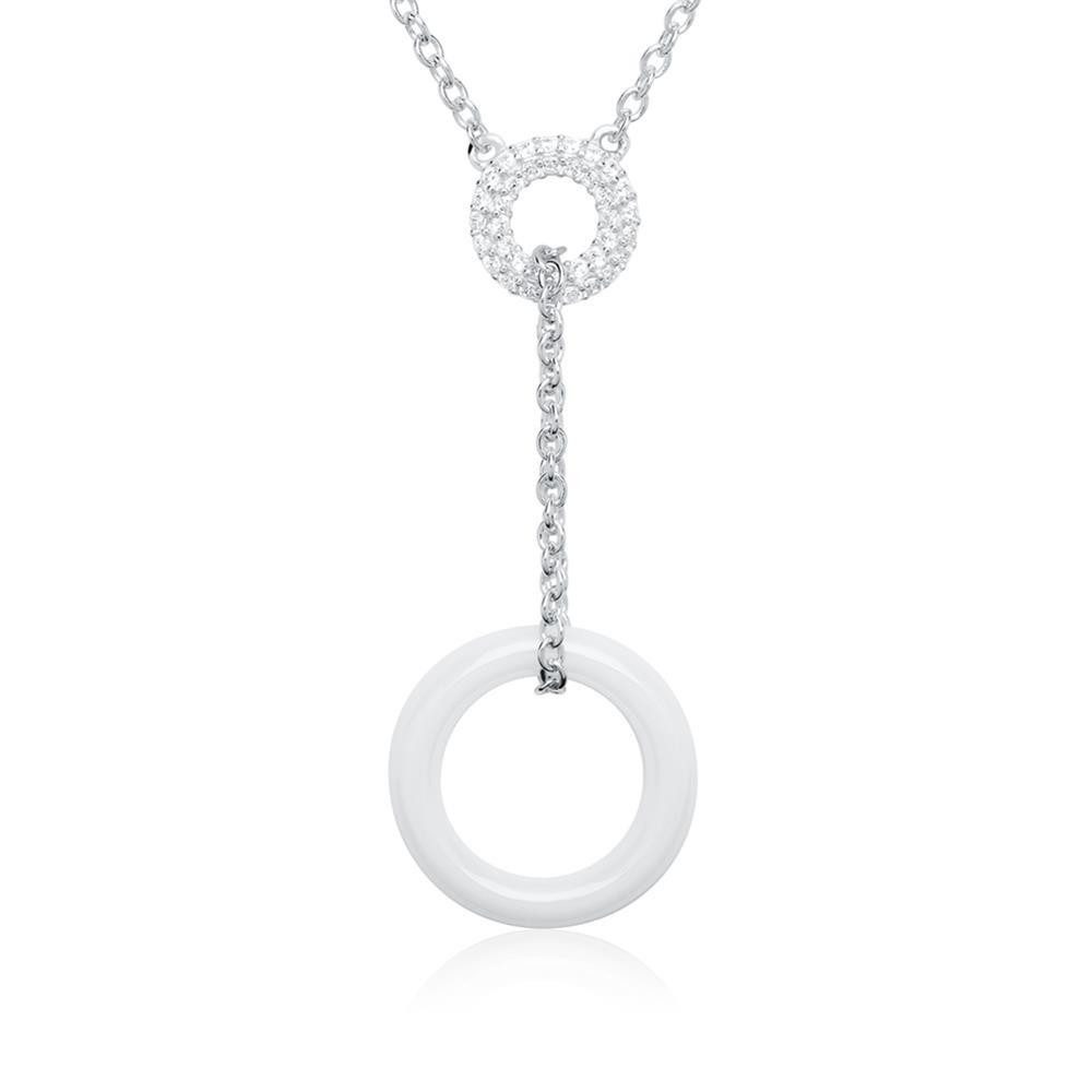 Unique Collier Kette 925er Silber Zirkonia Keramik