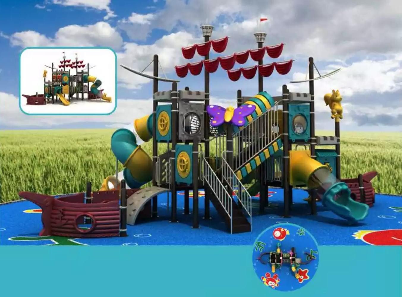 Xlmoebel Spielturm Spielplatz Schiff mit Rutsche