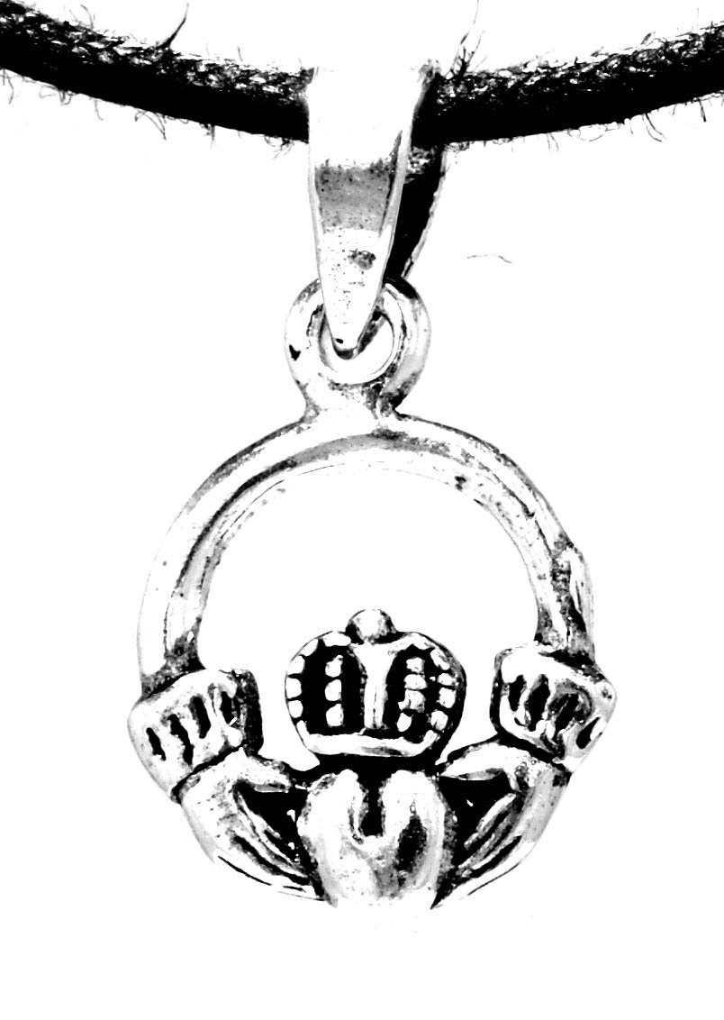 Anhänger Kettenanhänger Hände Irisches of Leather Freundschaft Hochzeitsymbol Claddagh Herz Kiss