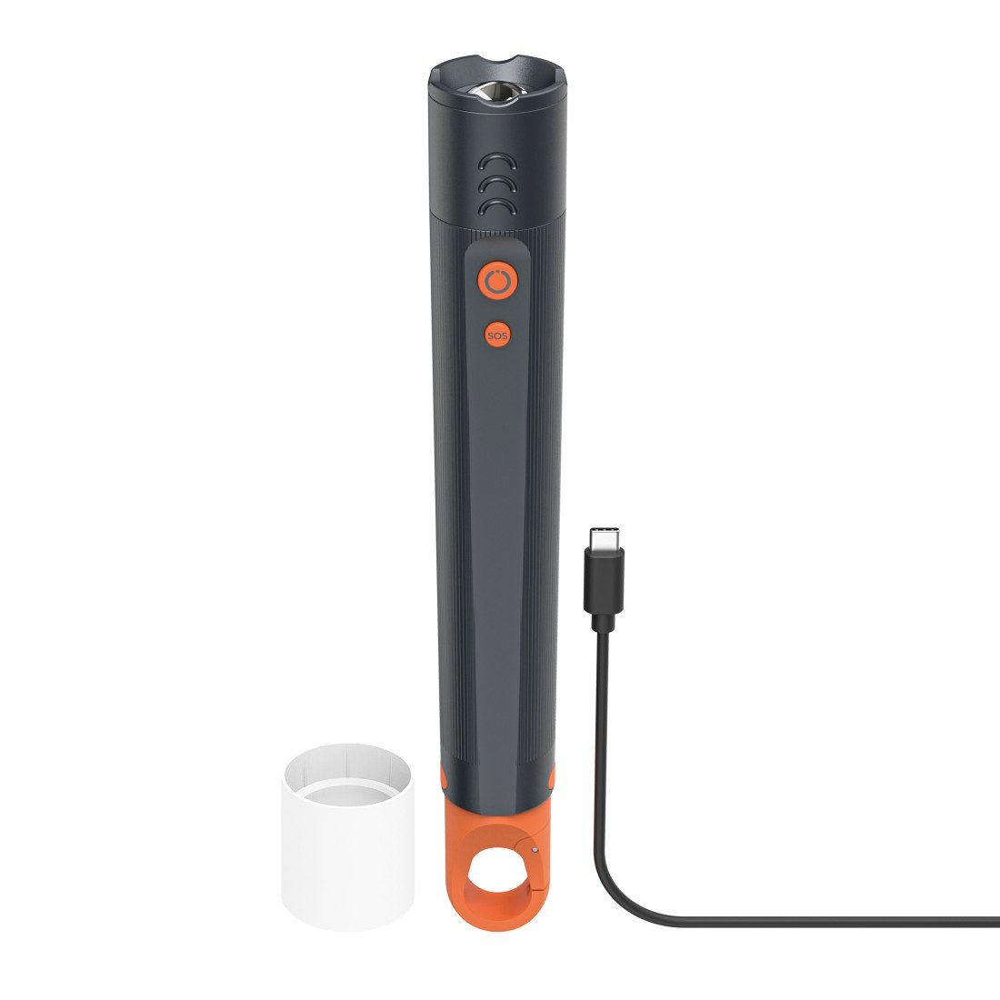 Hama LED Taschenlampe LED Taschenlampe aufladbar (4 Lichtmodi, zoombar, stoßfest, SOS-Modus), stromsparend, 300 m Leuchtweite, robust