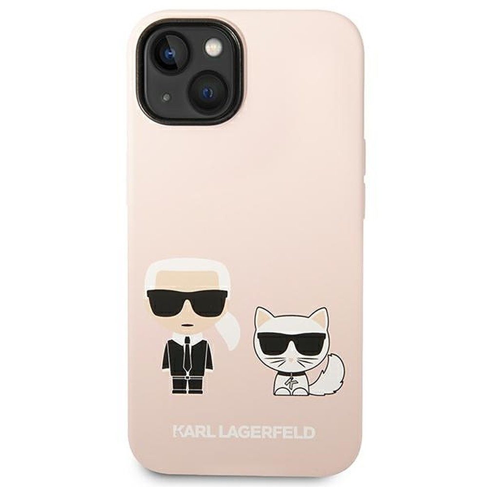 KARL LAGERFELD Handyhülle Schutzhülle Silikonschale Rückschale 6,1 Zoll, MagSafe, Silikon, Mikrofaser-Futter, Karl & Choupette