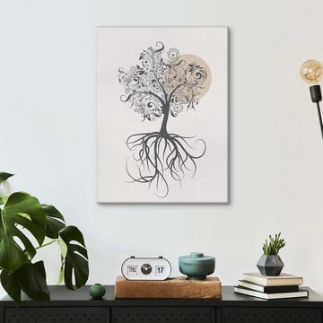Posterlounge Leinwandbild Olga Telnova, Baum des Lebens, Wohnzimmer Japandi Grafikdesign