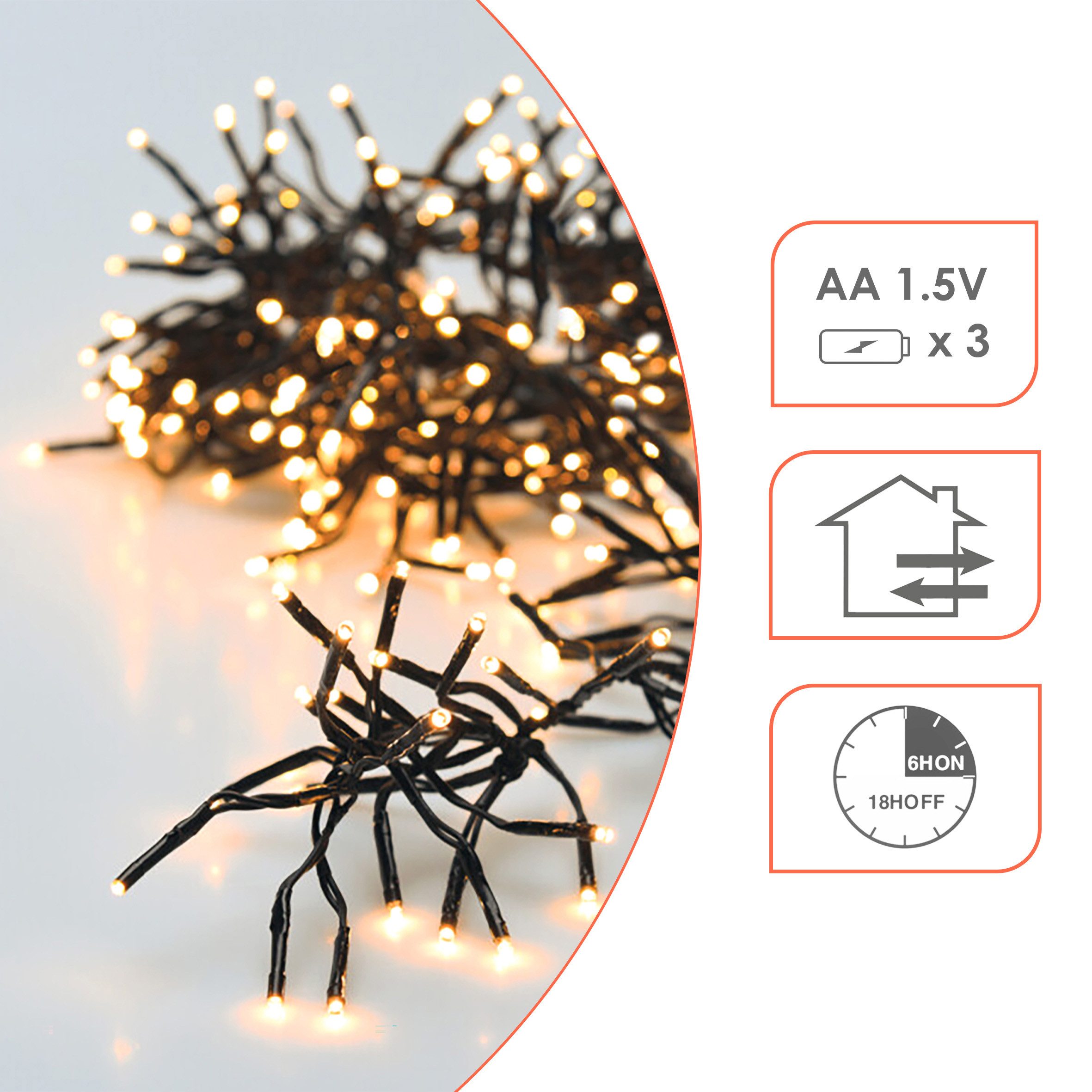 Spetebo LED-Lichterkette mit 8 Leuchtfunktionen - 192 LED / 1,4 m, 192-flammig, mit Timer Funktion