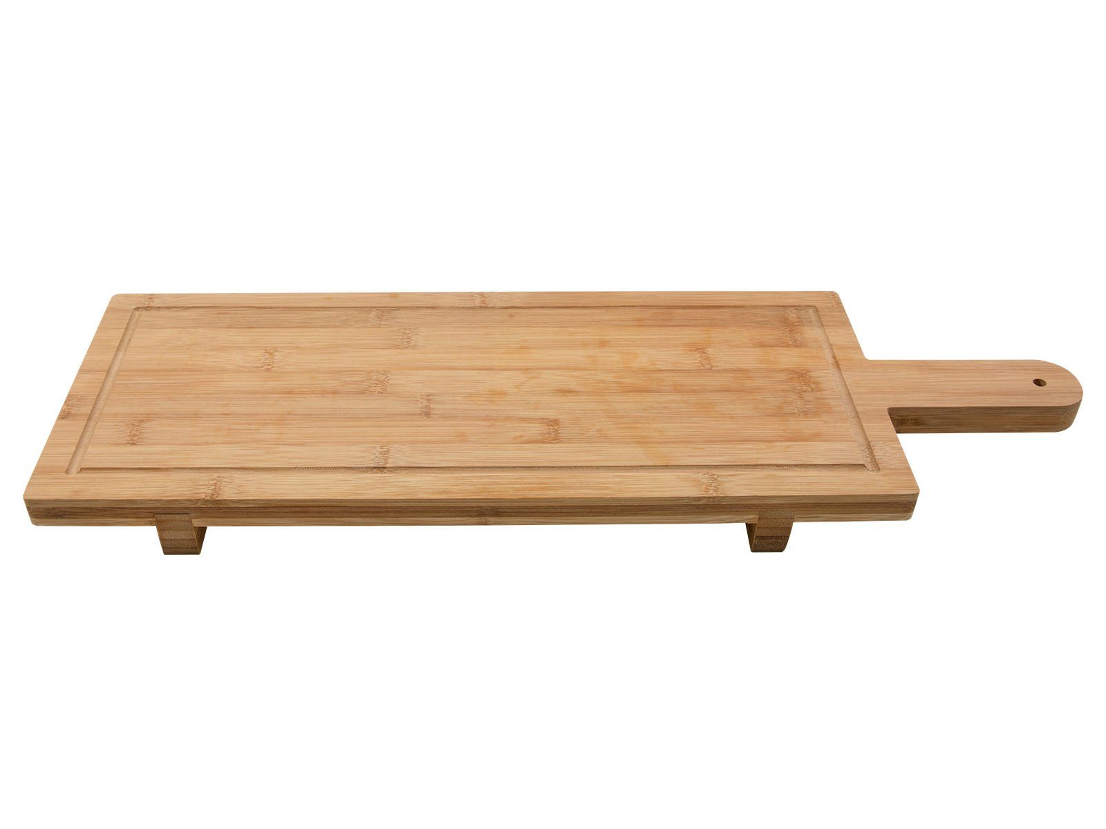 Spetebo Tablett Bambus Tapas Brett - 58 cm, Holz, Holz Servierbrett mit Griff