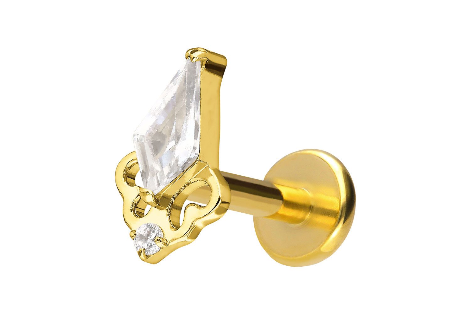 PIERCINGLINE Piercing-Set Titan Labret mit Push Fit KRISTALLSCHILD (Labrets, 1-tlg)