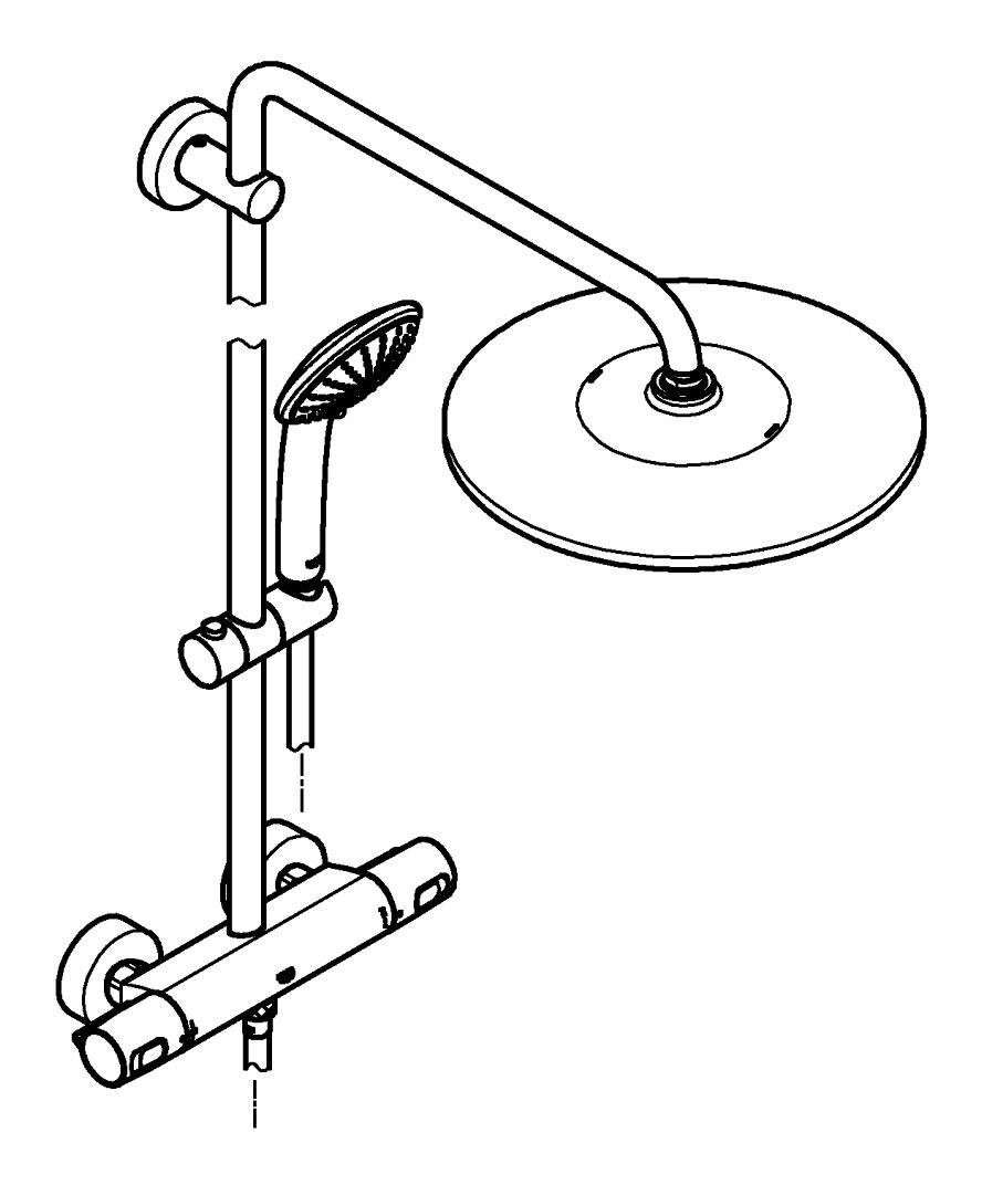 Chrom Mit Höhe 310, - Grohe QuickFix cm, Vitalio Thermostatbatterie Duschsystem Joy 111.6