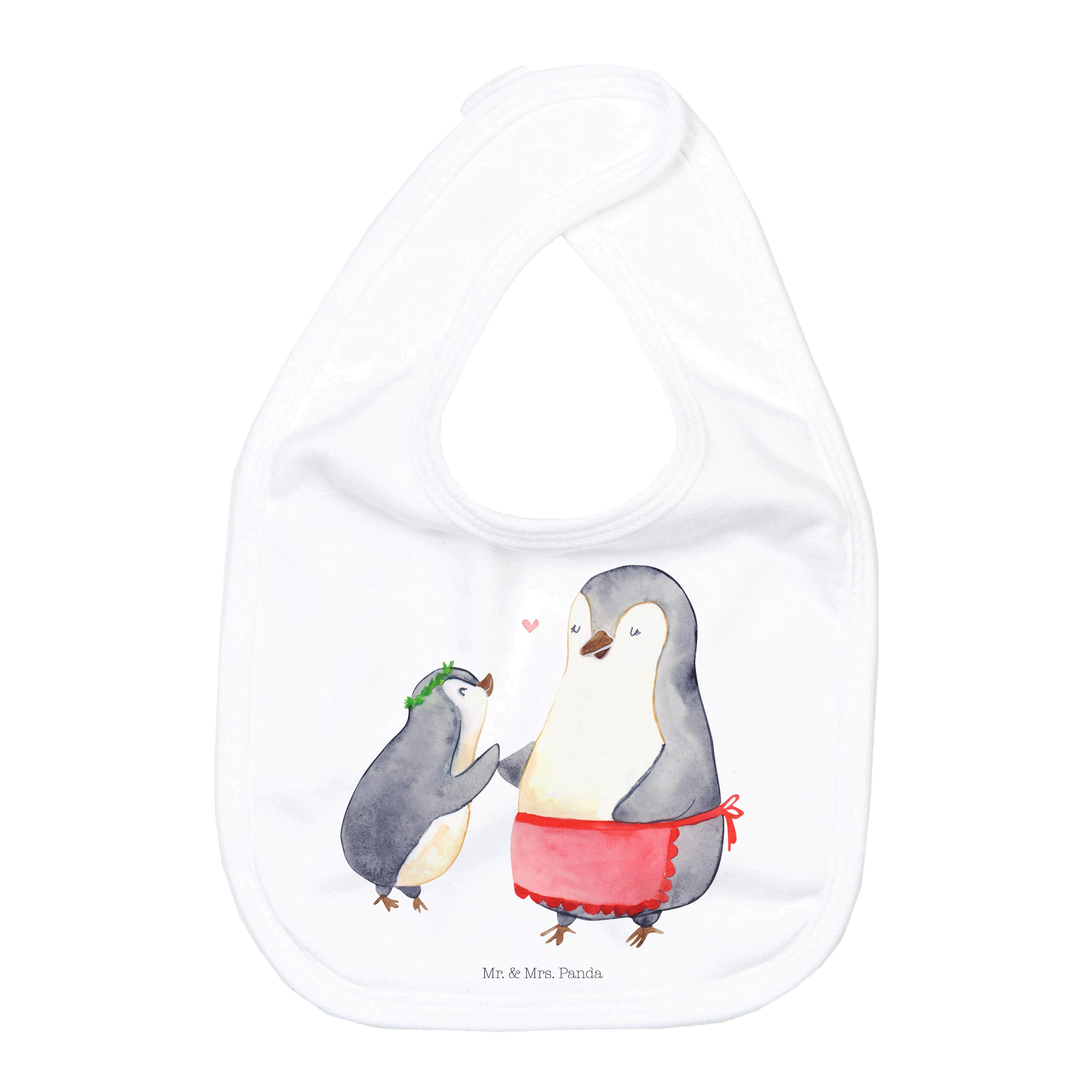 Mr. & Mrs. Panda Tragetuch Pinguin mit Kind, Lätzchen, Weiß, Sabberlätzchen, Mutter, Schwester, (Packung), Kinderlätzchen Baumwoll-Lätzchen Esslätzchen Baby