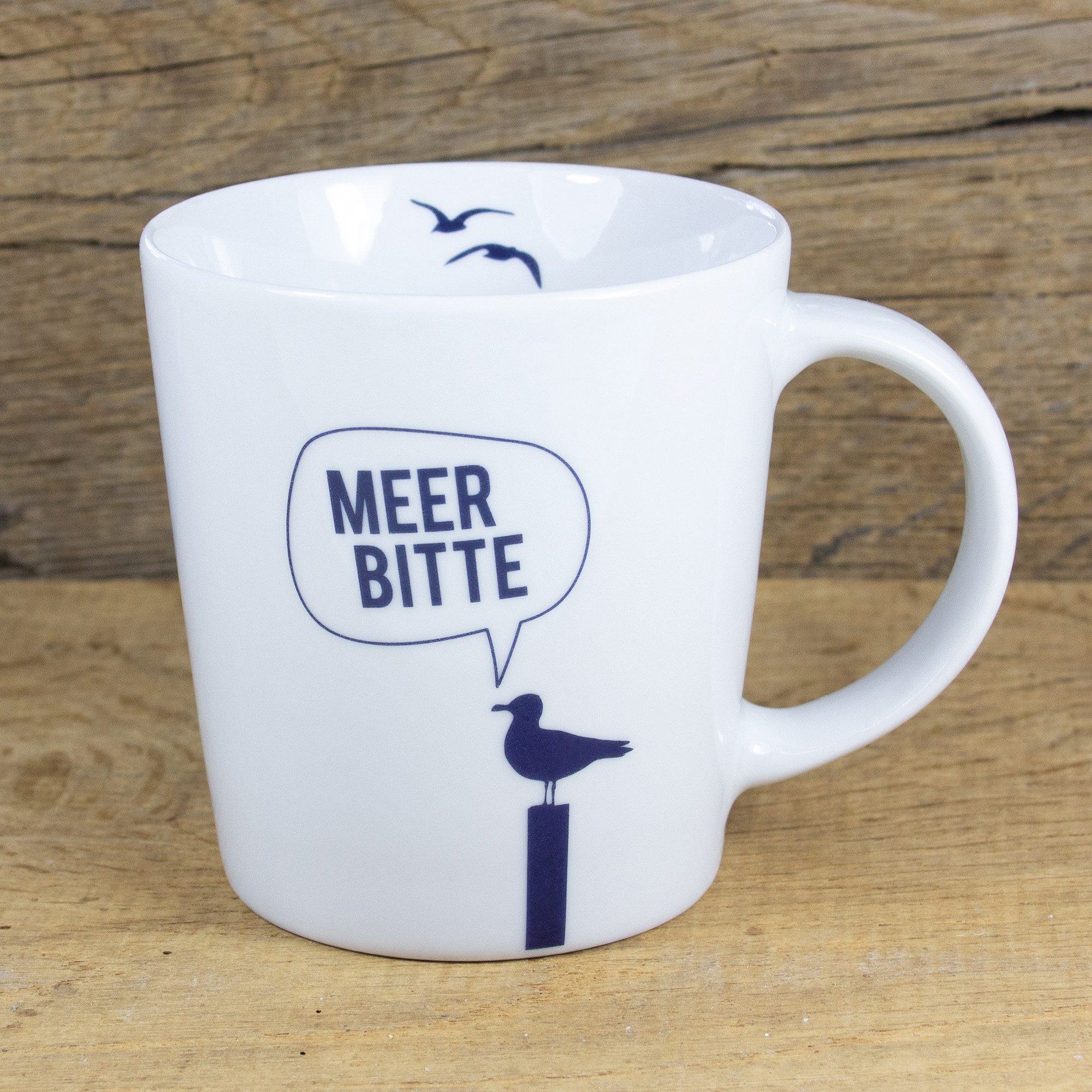 Bow & Hummingbird Becher Großer Porzellanbecher Meer bitte, hochwertiges, spülmaschinen- und kratzfestes Porzellan