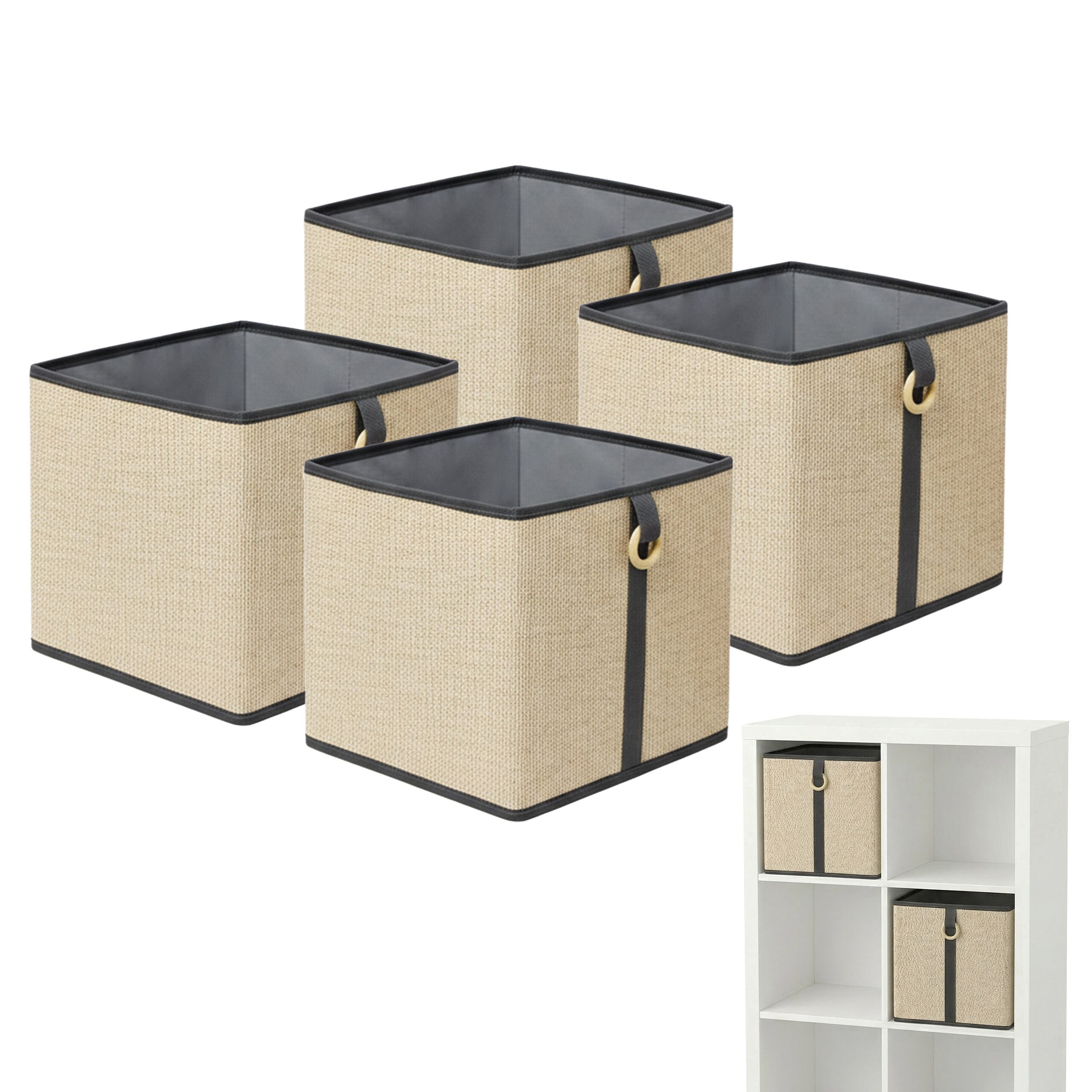 relaxdays Regalkorb Aufbewahrungskorb Set aus Bambus, 4er Pack