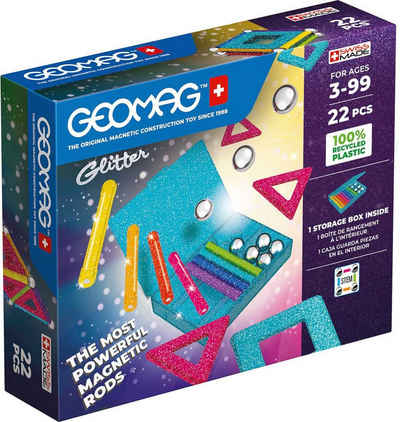 Geomag™ Magnetspielbausteine GEOMAG™ Glitter Panels, Recycled, (22 St), aus recyceltem Material; Made in Europe