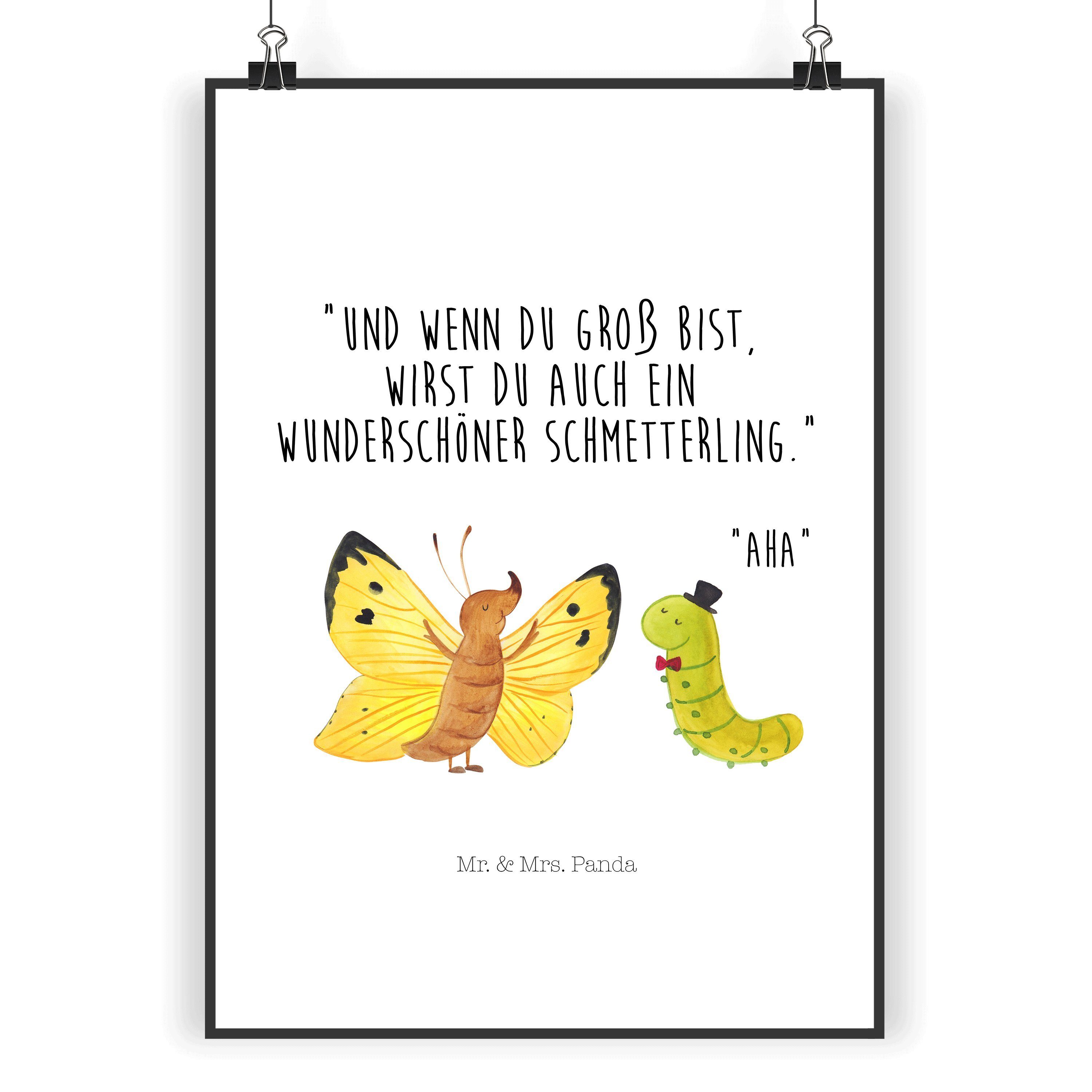 Mr. & Mrs. Panda Poster DIN A5 Raupe Schmetterling Weiß Geschenk