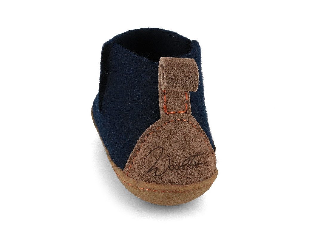 WoolFit Yeti Barfußhausschuhe mit Naturgummisohle Hausschuh mit Footprint Fußbett