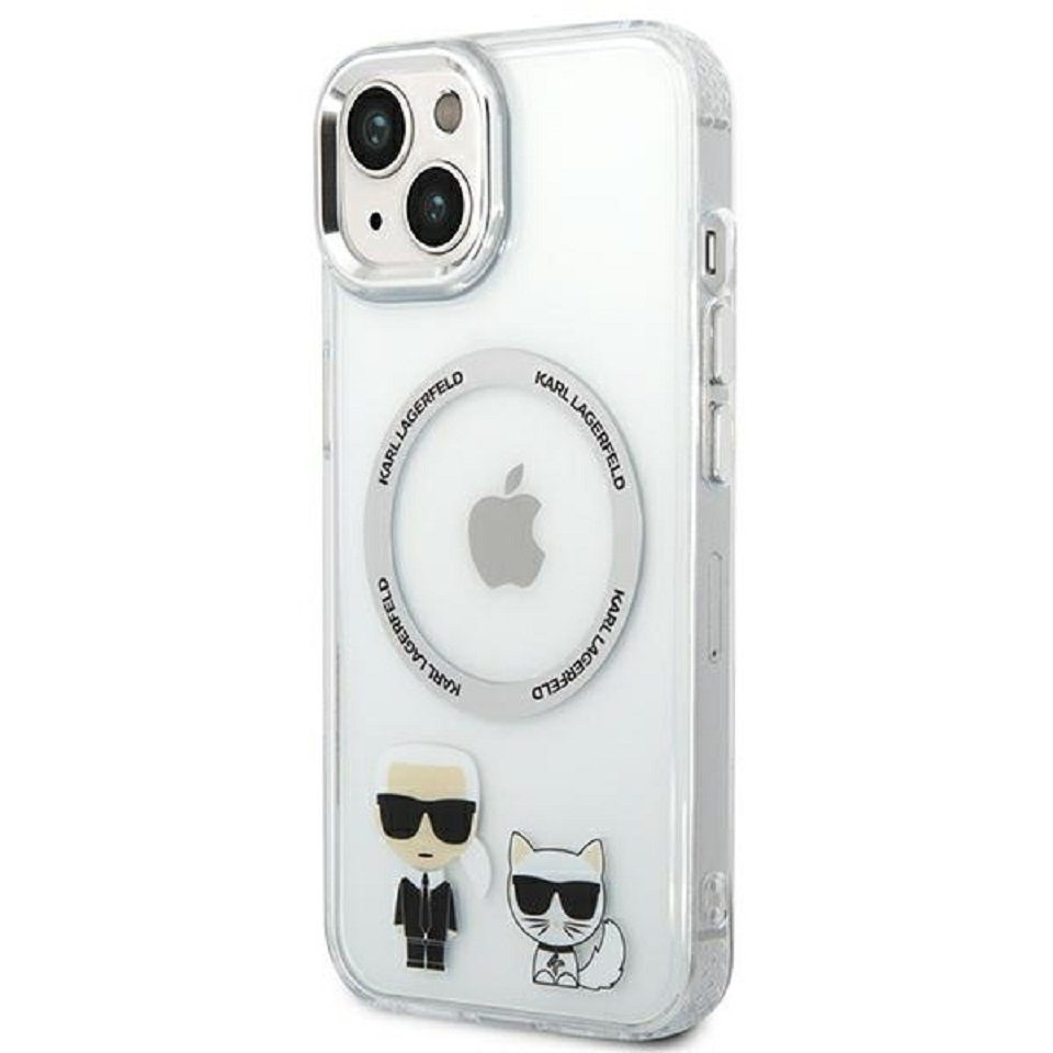 KARL LAGERFELD Handyhülle Case MagSafe Katze transparent iPhone 14 6,1 Zoll, Kantenschutz