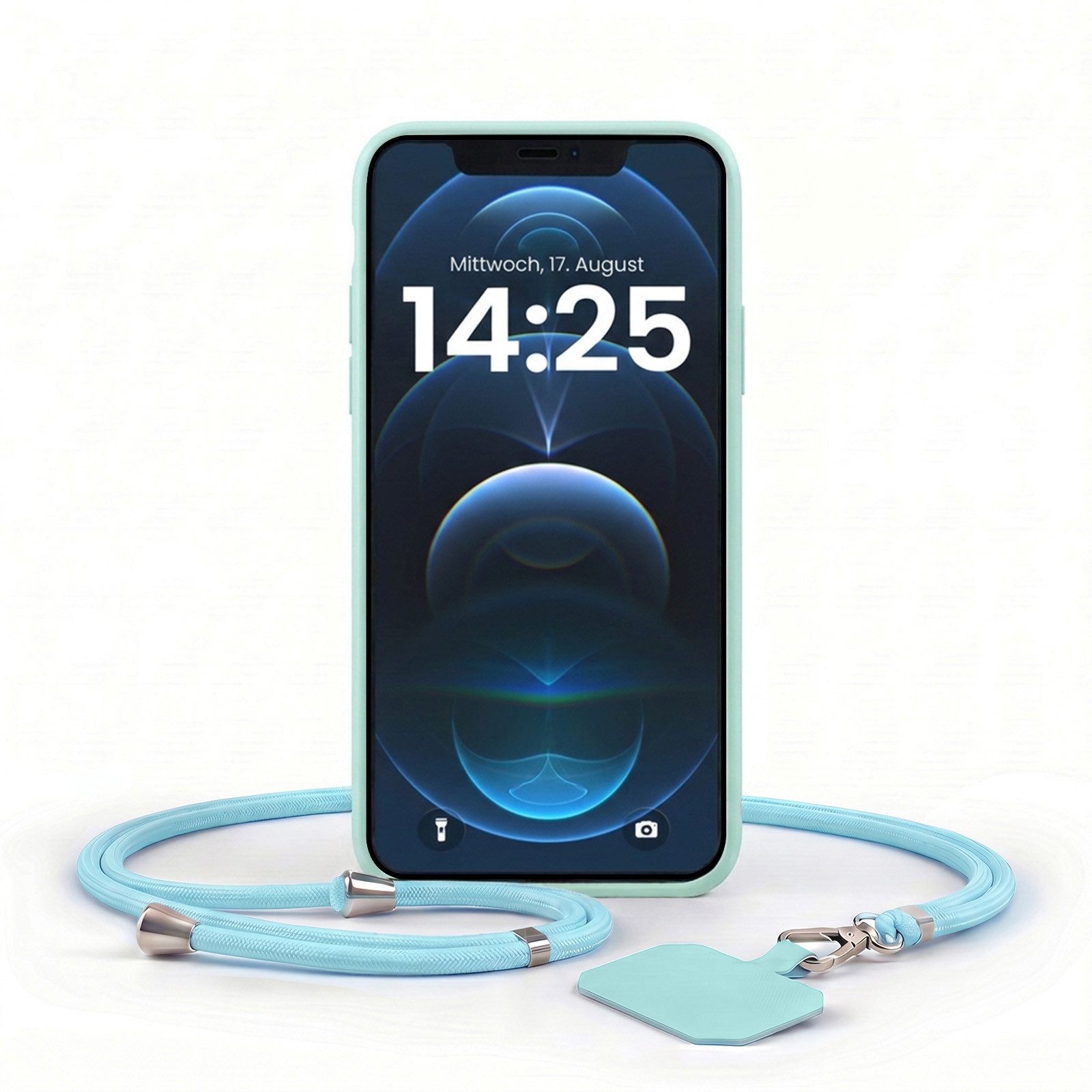 Handyhülle SoftGrip Cover Hülle mit Trageband für Apple iPhone 12 Pro 6.1 Zoll, 6.1, Handy Case Kameraschutz mit Handykette Handyband Umhängeband Lanyard