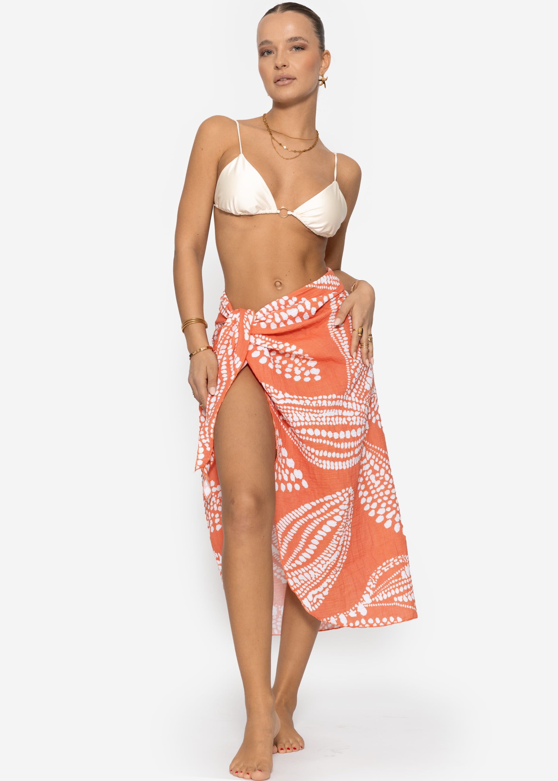 SASSYCLASSY Pareo Luftiges Beach Pareo aus Musselin Damen mit Print günstig online kaufen