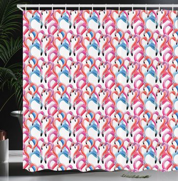 Abakuhaus Duschvorhang Moderner Digitaldruck mit 12 Haken auf Stoff Wasser Resistent Breite 175 cm, Höhe 180 cm, Flamingo Aquarell Pastell Vögel