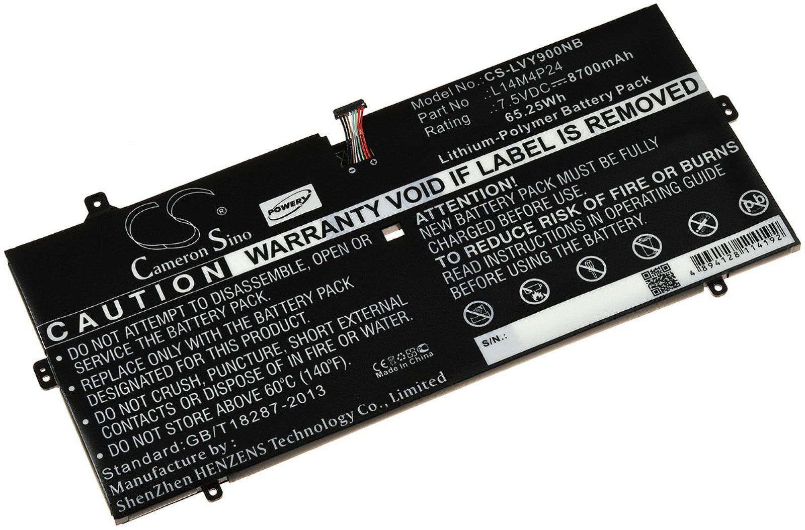 Powery Akku für Lenovo Yoga 900 / Typ L14M4P24 Laptop-Akku 8700 mAh (7.5 V)