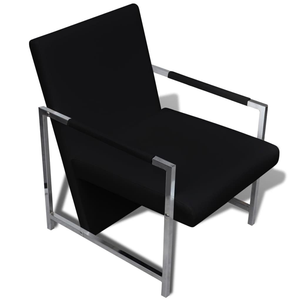 vidaXL Sessel Sessel 2 Stk. Schwarz Gestell Verchromtes Kunstleder (2-St)
