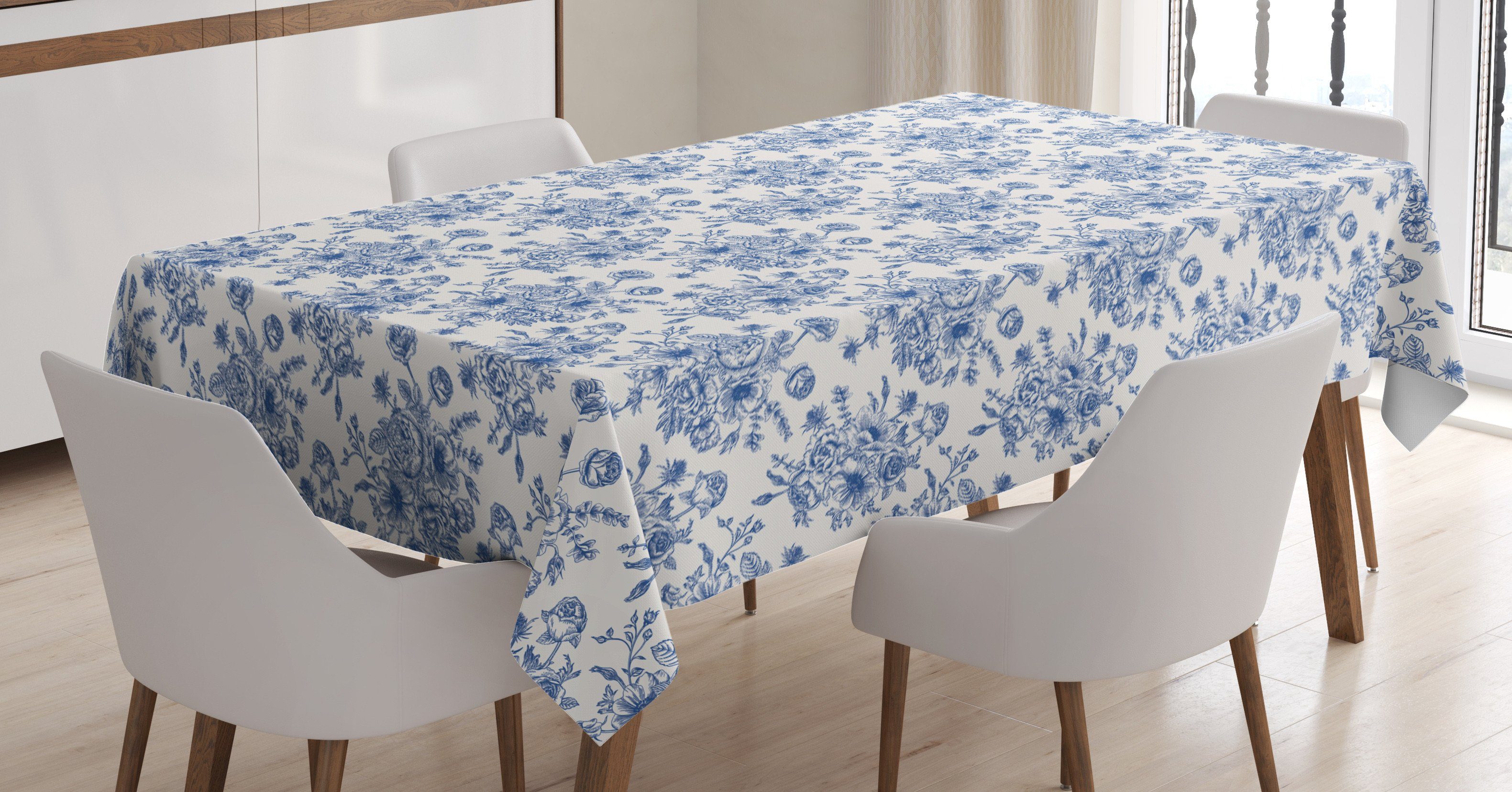 Abakuhaus Tischdecke Anemonen und Farben, Klare Waschbar Außen Blau Eustoma und Elfenbein Für den geeignet Bereich Farbfest