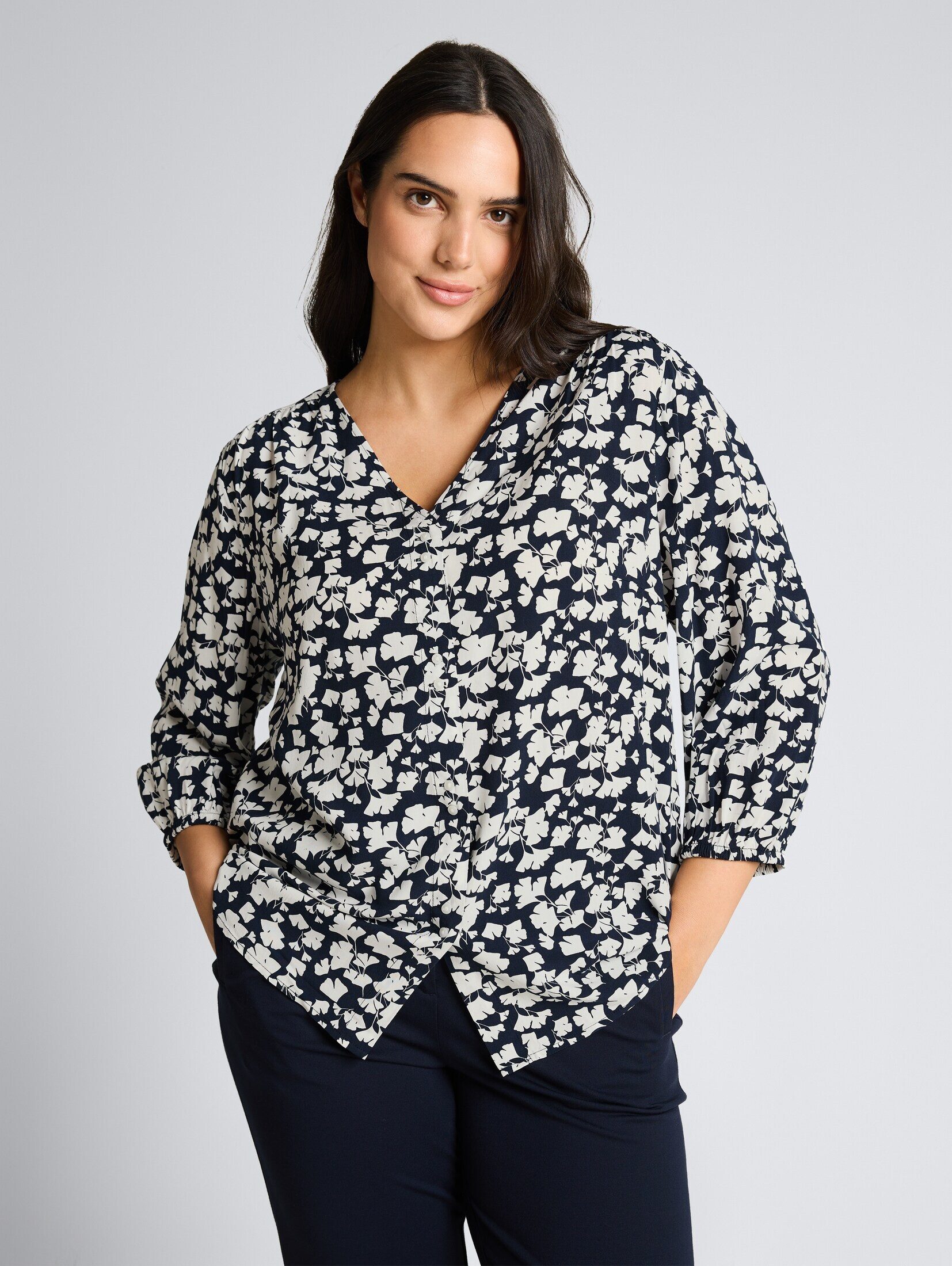 TOM TAILOR PLUS Langarmbluse Blusen & Shirts Plus Size - Bluse aus Viskose günstig online kaufen