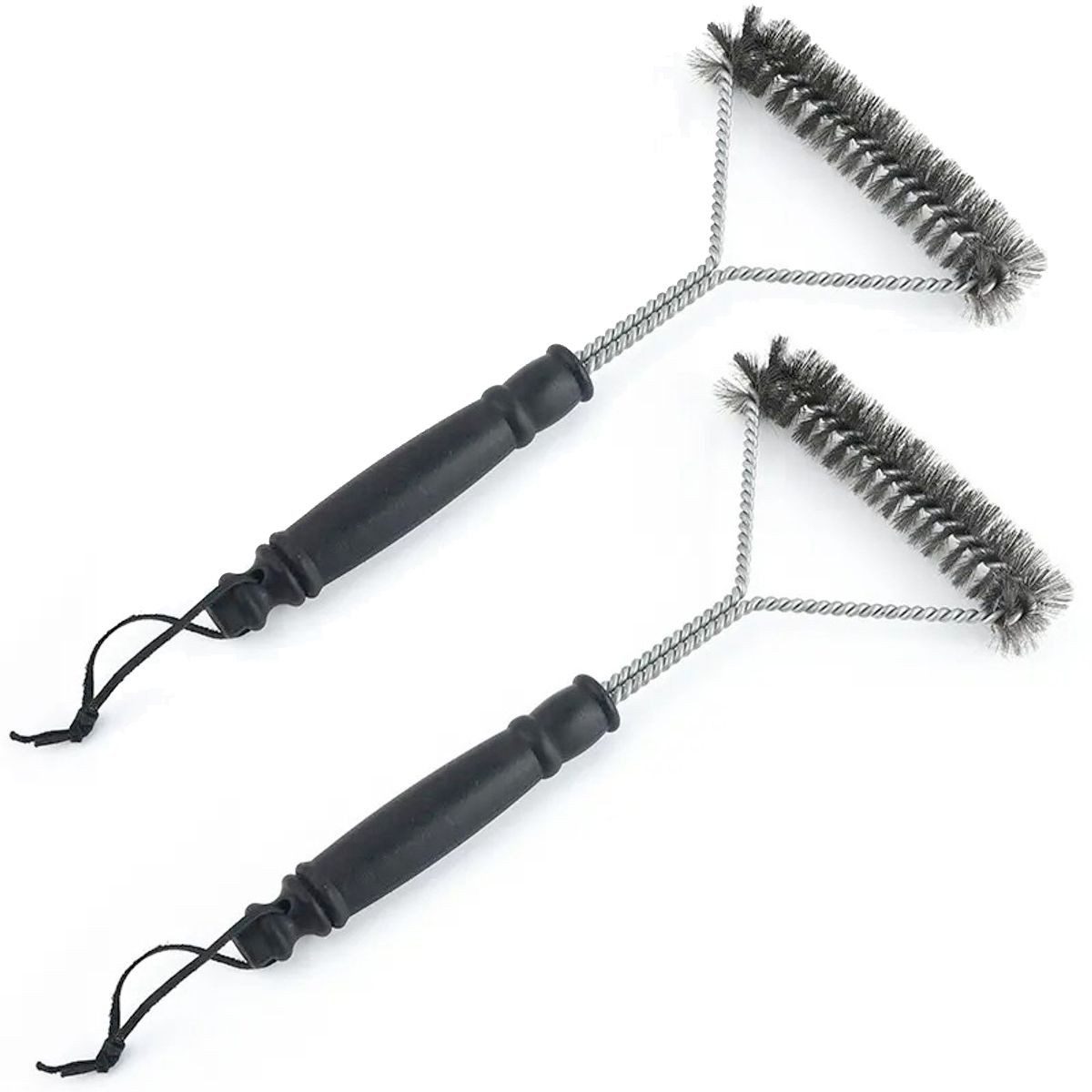 König Design Grillbürste Grillbürste 28cm Reinigungsbürste Rost Grillreinigung, Grill, (Set, 2-tlg), BBQ dreiseitige Edelstahl Grillbürste Kunststoffgriff