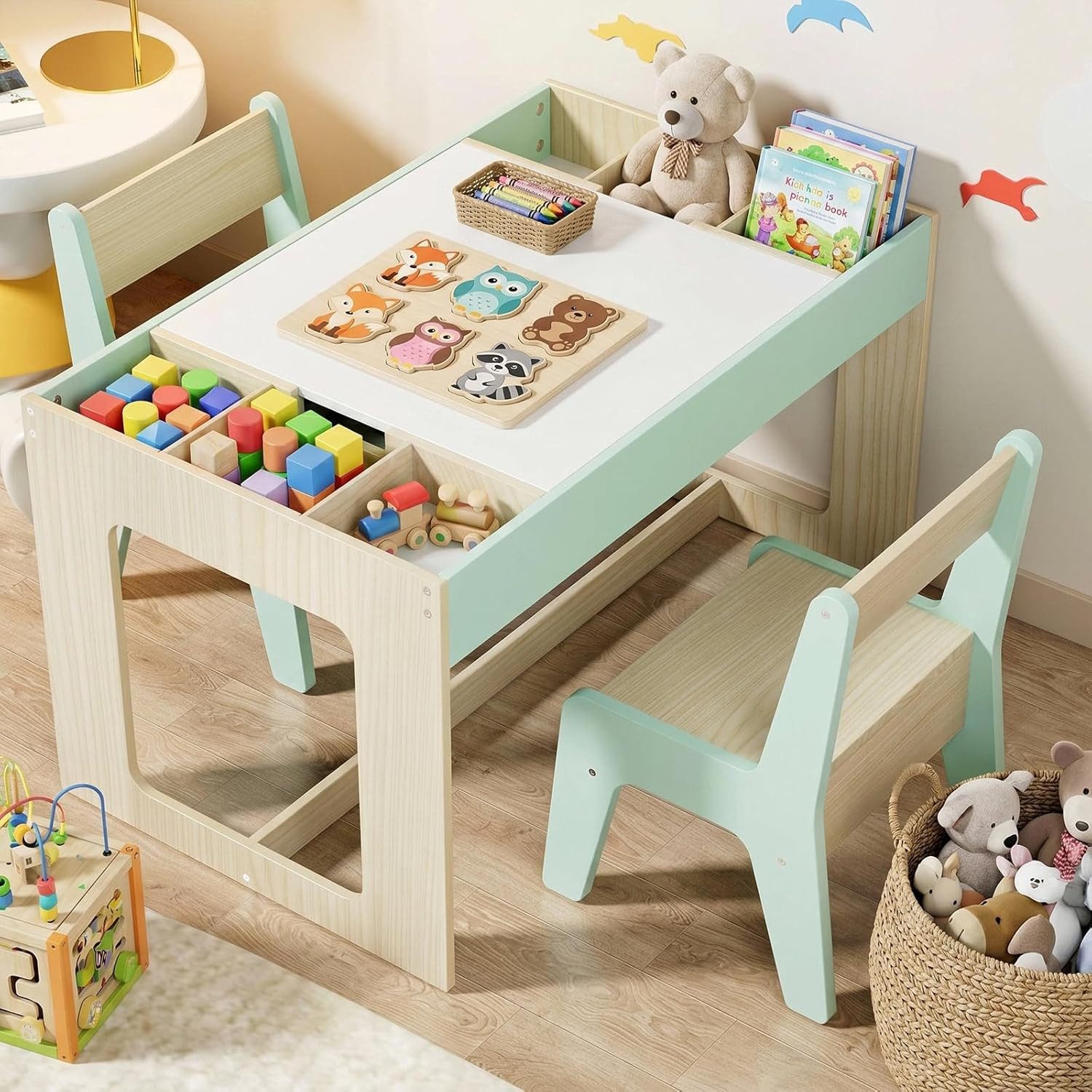 Kindertisch mit 2 Stühlen, Kindersitzgruppe