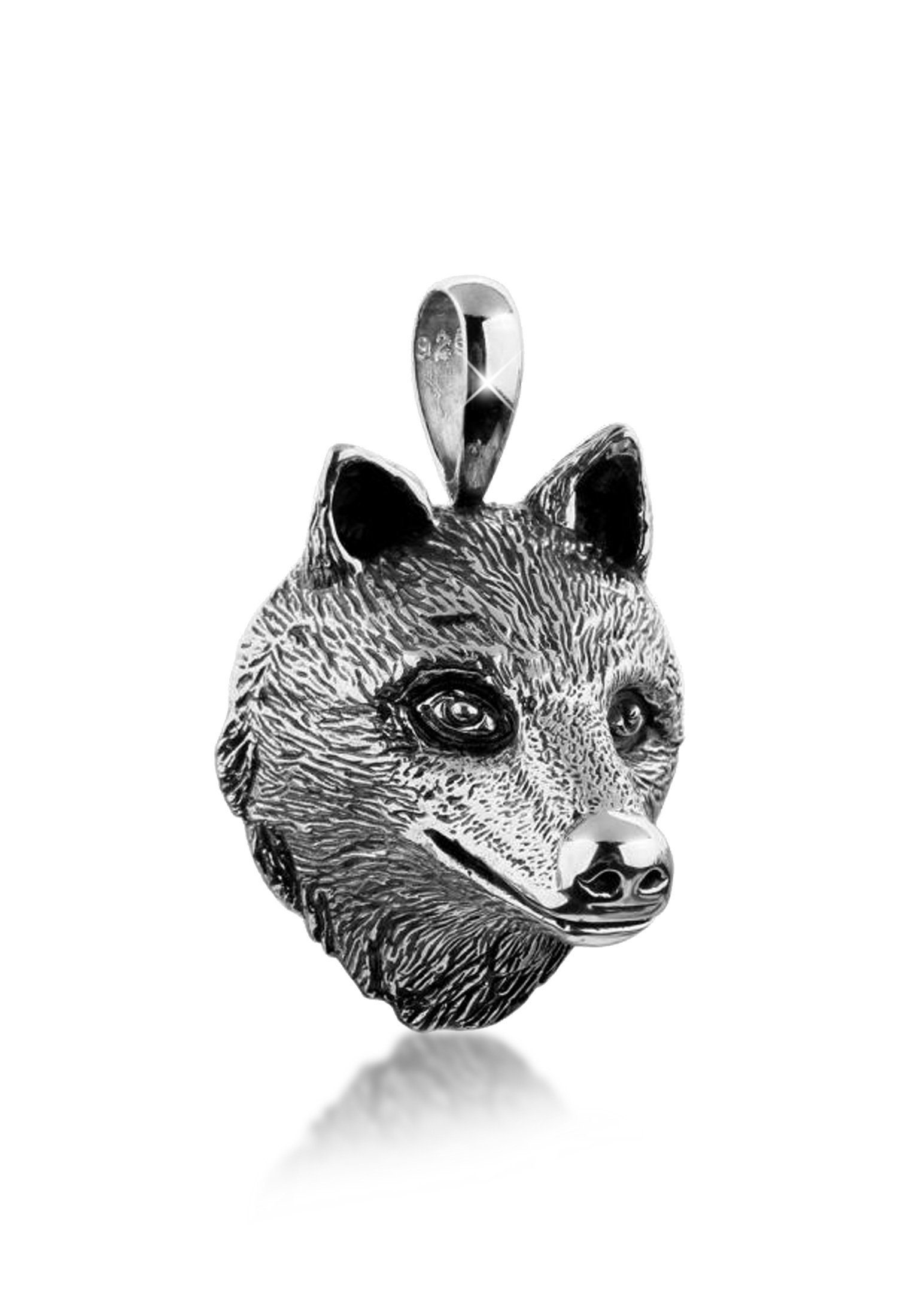 Kuzzoi Kettenanhänger Silber, den Wolfkopf ideale für 925 Geschenk Freund Mann oder Herren Kettenanhänger Das Robust