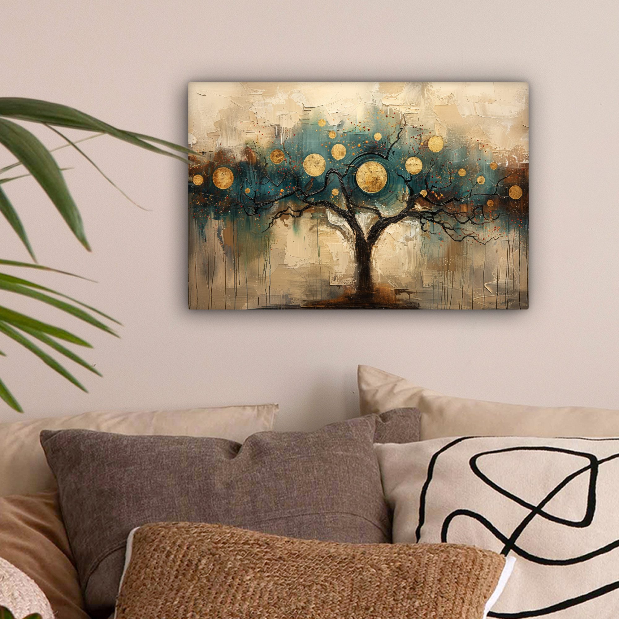 OneMillionCanvasses® Leinwandbild Baum - Abstrakt - Braun - Gold - Industri günstig online kaufen