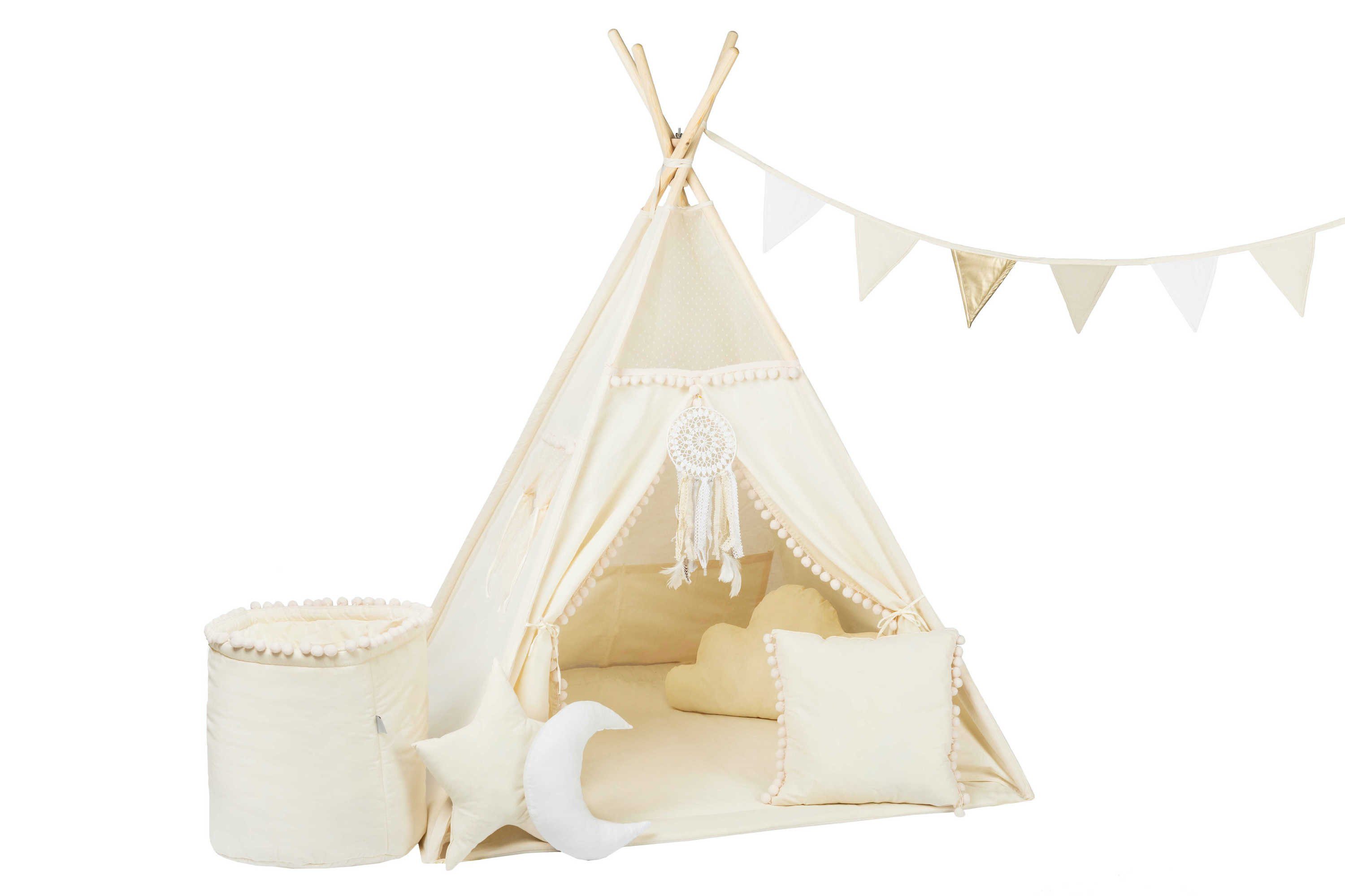 Rainbow Kids Tipi-Zelt Beiger Punkt, Personen: 2 (4 tlg., 3 verschiedene Varianten)