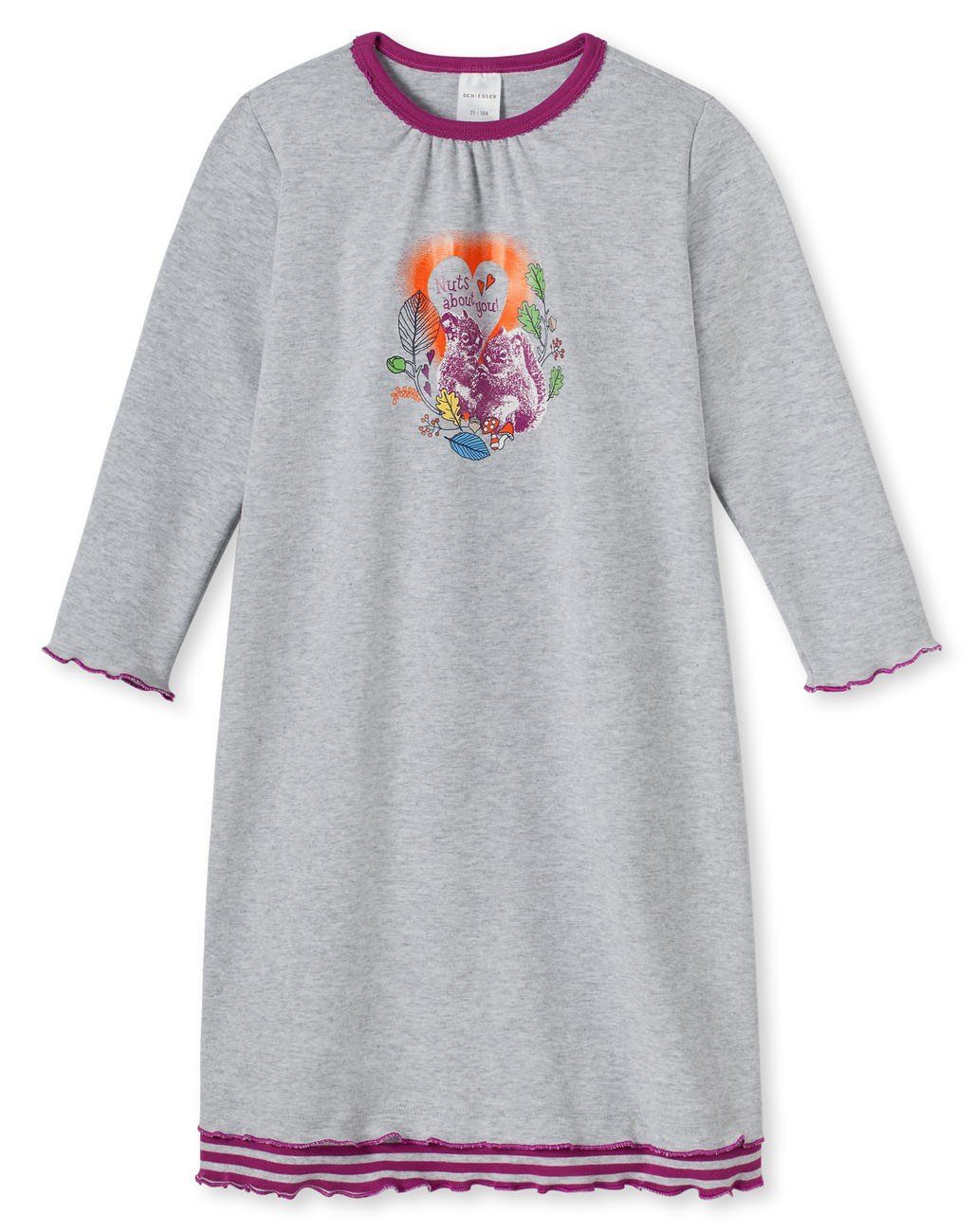 (Set, Set) Nachthemd, Schiesser Eichhörnchen Schlafanzug, Baumwolle 100% Mädchen Nachthemd Sleepshirt,