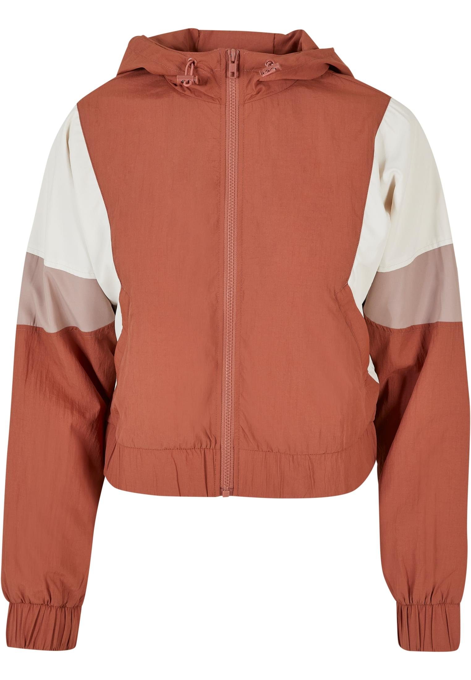 URBAN CLASSICS Outdoorjacke Damen Ladies Short 3-Tone Crinkle Jacket (1-St) terracotta/whitesand/duskrose
