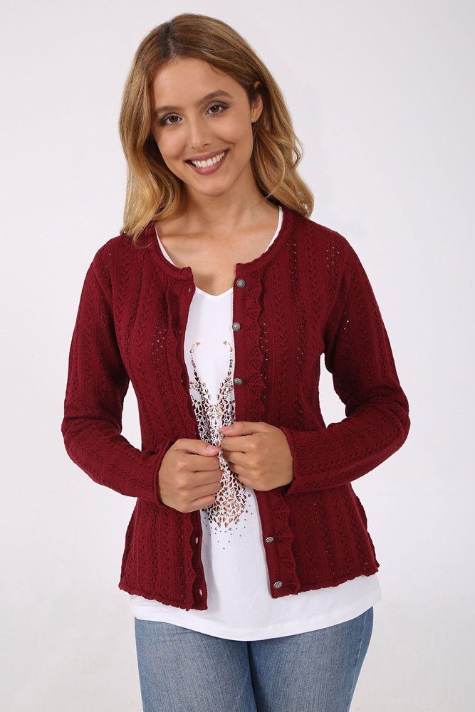 Krüger Madl Trachtenstrickjacke Krüger Damen Trachtenjacke 'Augusta' mit Lochstick