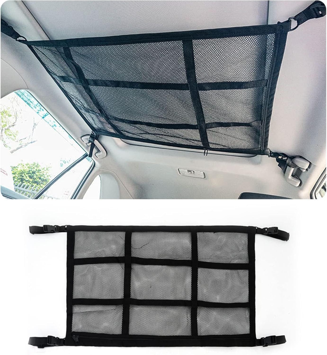 FELIXLEO Kofferorganizer Gepäcknetz Auto doppellagig Dach Aufbewahrung SUV Van 90x65cm