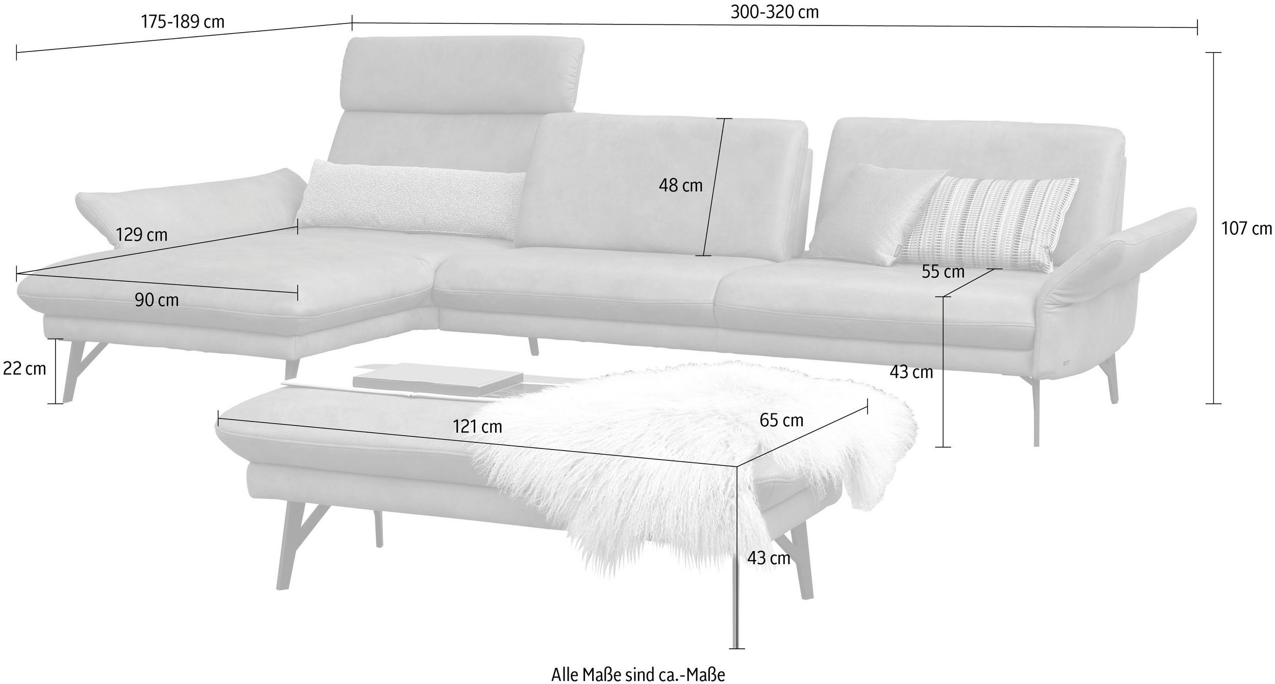 Ecksofa 1928 von HIMOLLA - Maße