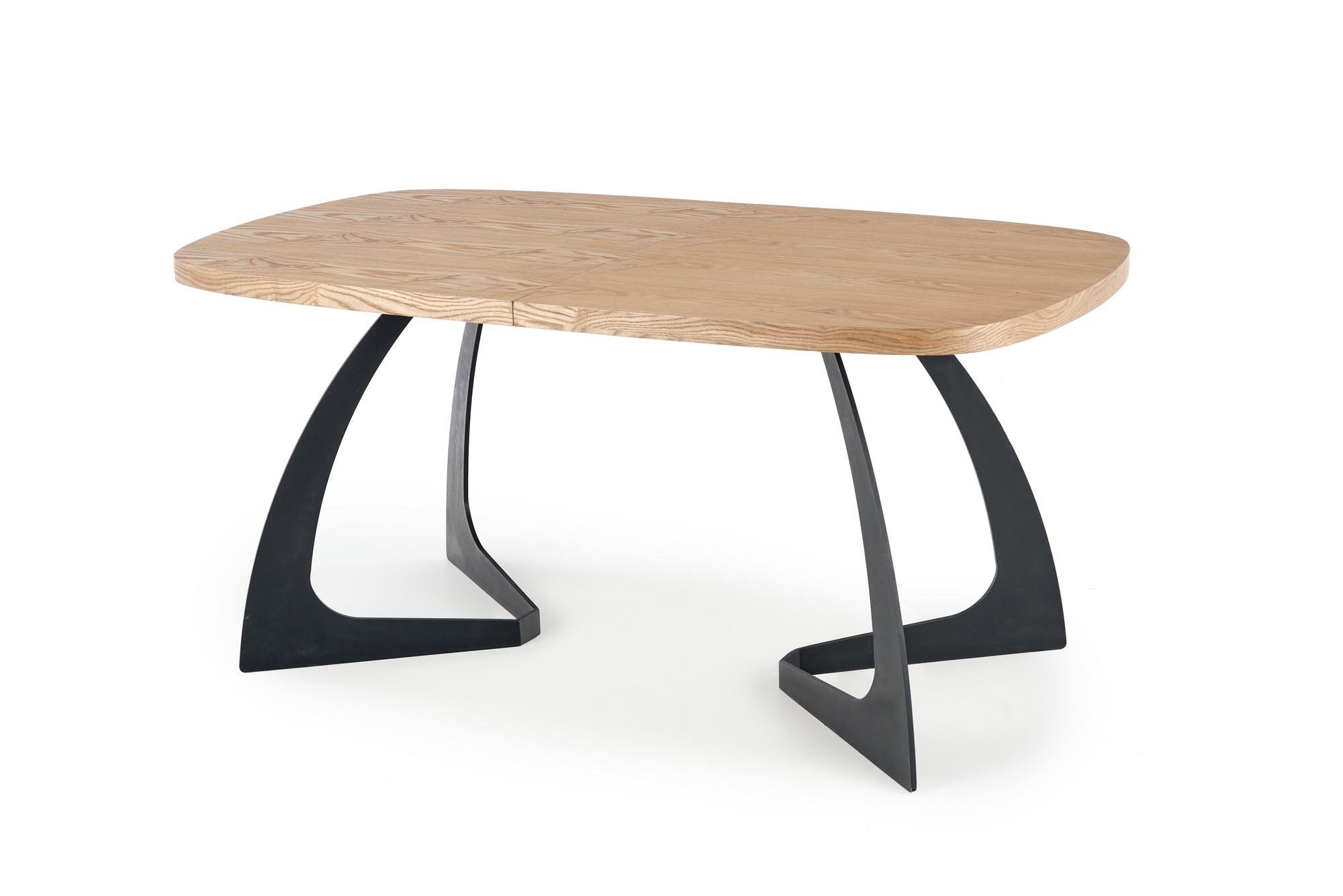 designimpex Esstisch Design HAV-111 Eiche Natur - Schwarz matt ausziehbar 160-200