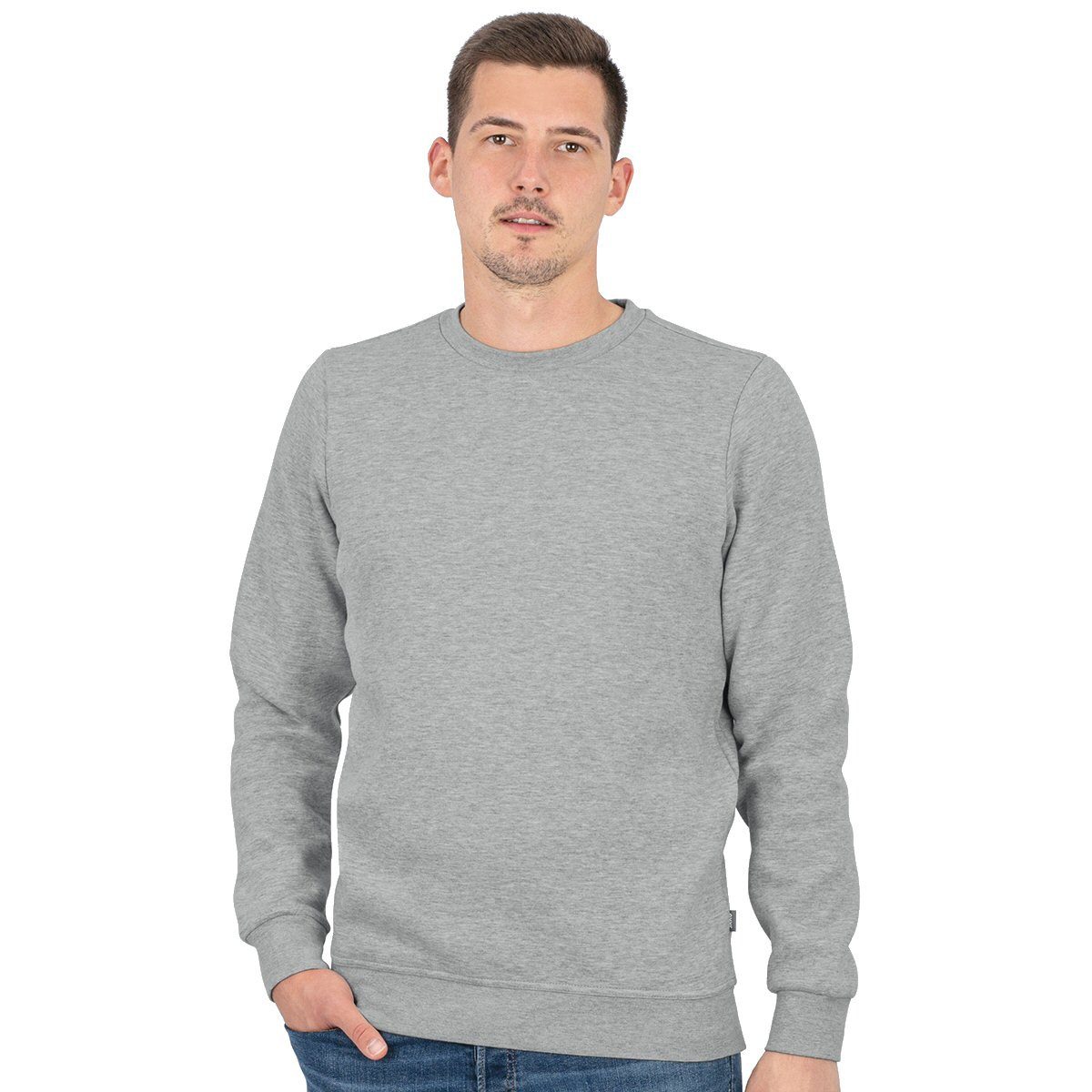 Jako Langarmshirt Sweat Organic (Freizeit, Bio-Baumwolle) hellgrau Herren