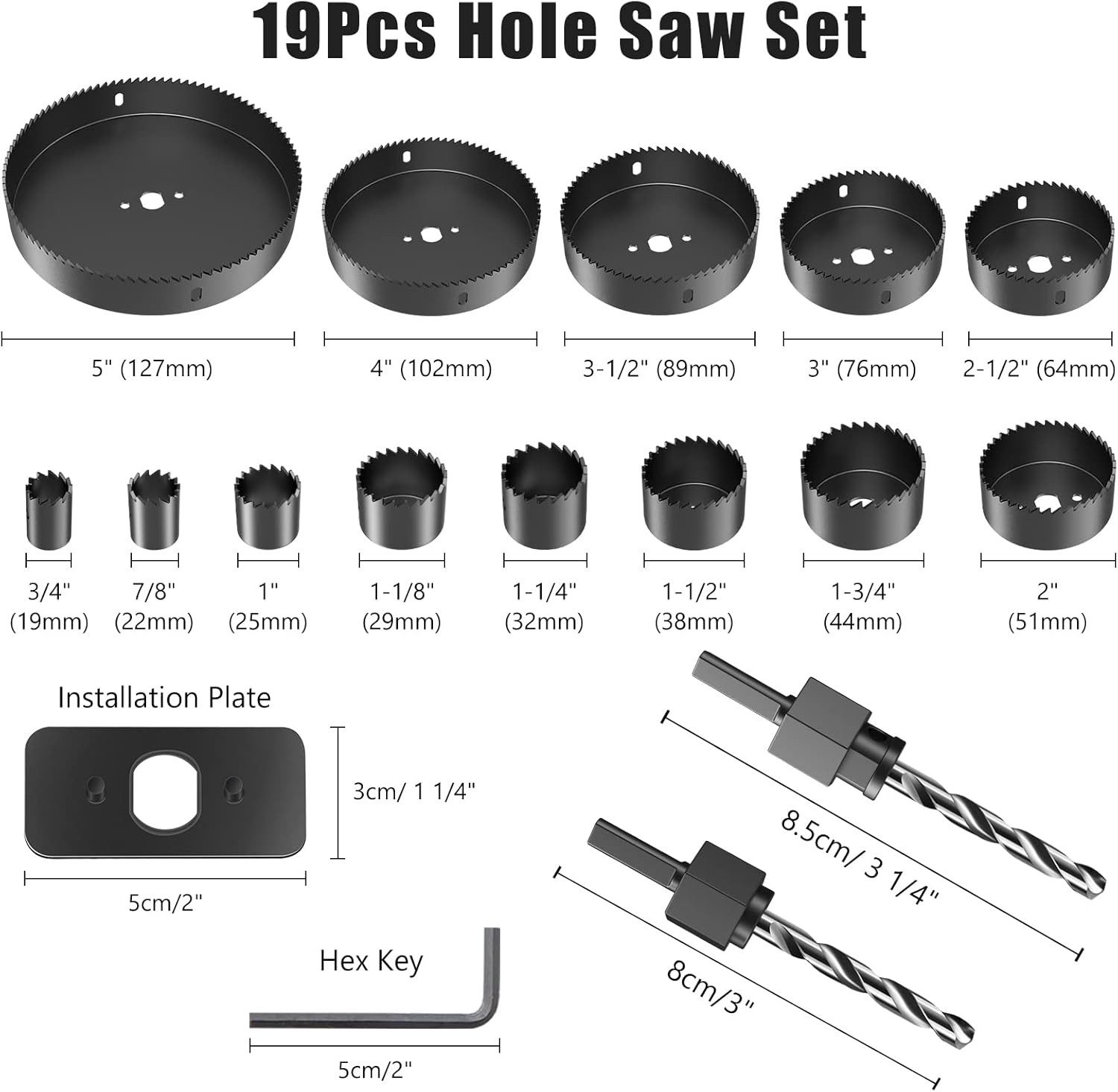 HYCHIKA BETTER TOOLS FOR BETTER LIFE Lochsäge Hole Saw Kits, HYCHIKA 13 Hole Saws