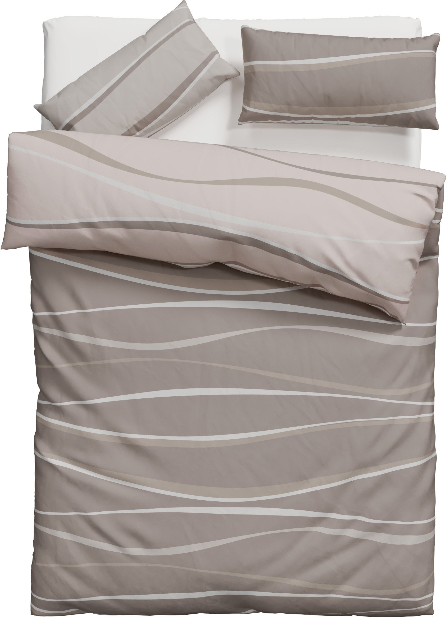 OTTO home Wendebettwäsche Alvara, Linon, 2 teilig, in Gr. 135x200 oder 155x220 cm, 100% Baumwolle, grafisches Motiv