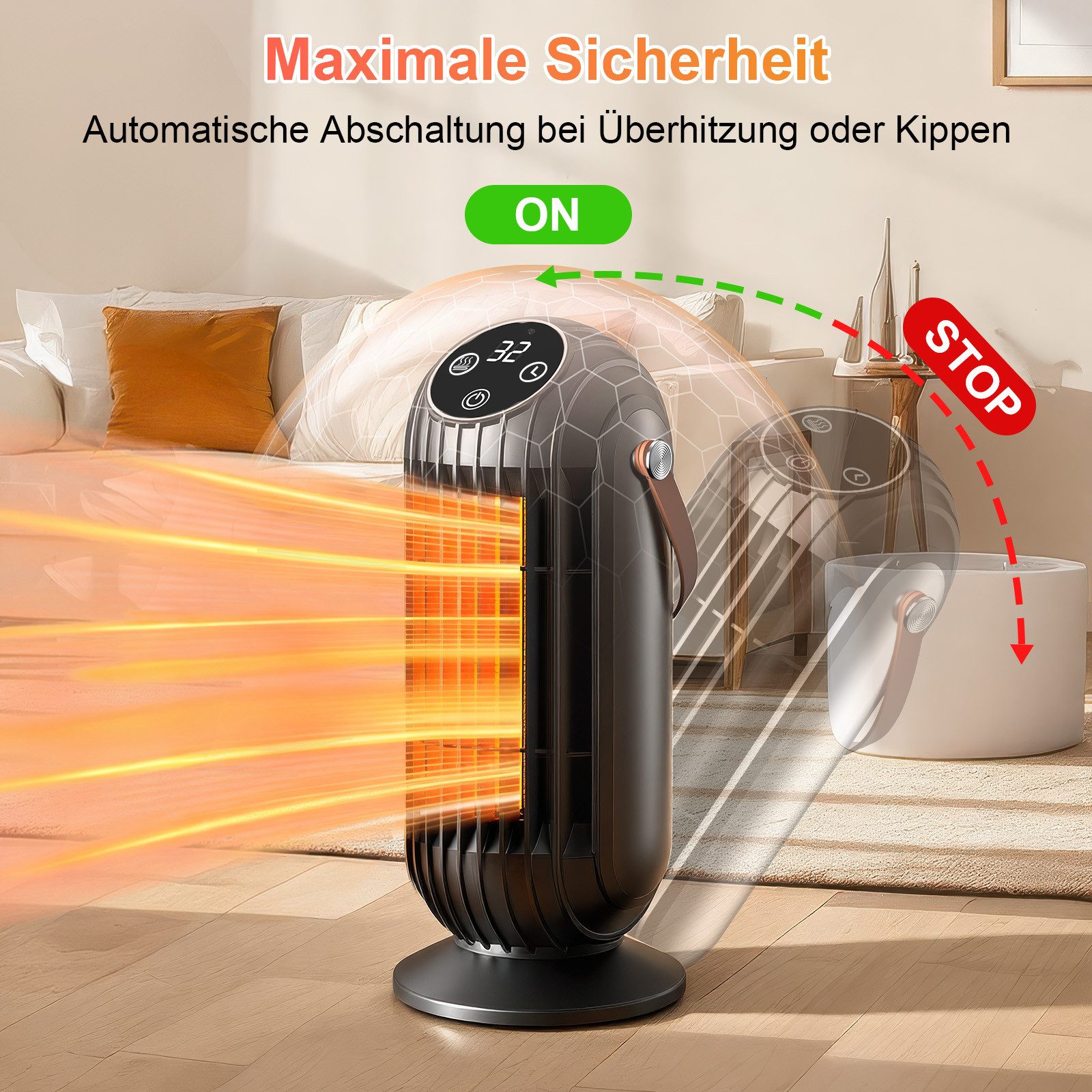 Novzep Heizgerät Heizlüfter Heizung 1500W/2000W Fernbedienung, Timer 3 Modi günstig online kaufen