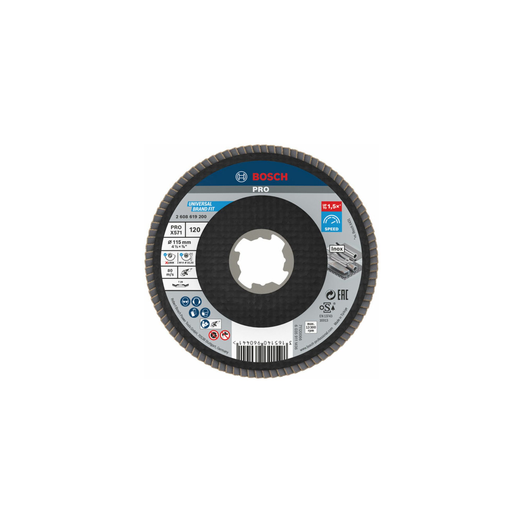 Bosch Professional Schleifscheibe Bosch Fächerschleifscheibe X571 Best for Metal gewinkelt 115 mm K 120