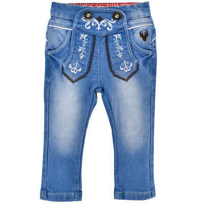 BONDI Trachtenlederhose BONDI Lange Baby Jungen Jeans 'Lausbub' 91642, Bl