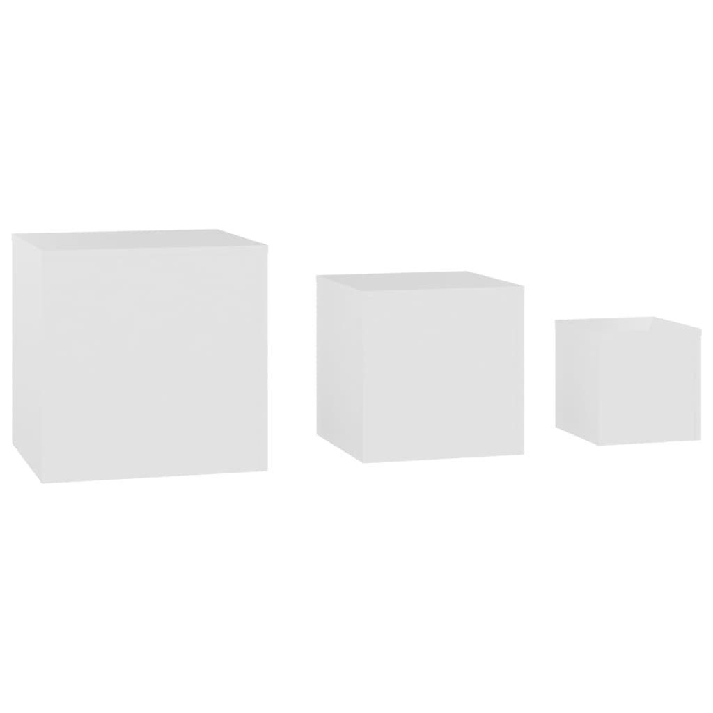 | Beistelltische Beistelltisch Weiß vidaXL Weiß Weiß 3-tlg. Holzwerkstoff (3-St)
