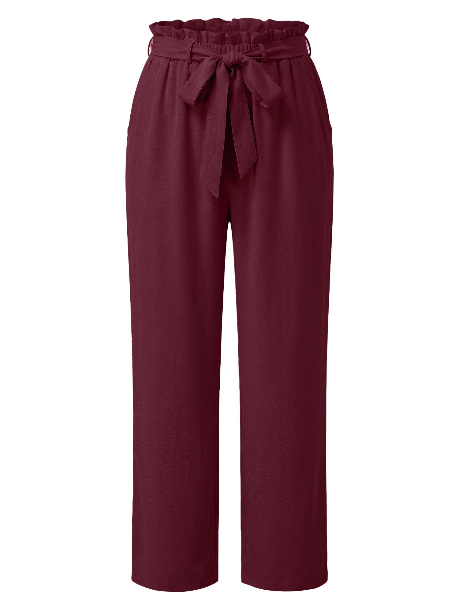 Palazzohose Damen Hochtaillierte Hose mit Bindegürtel