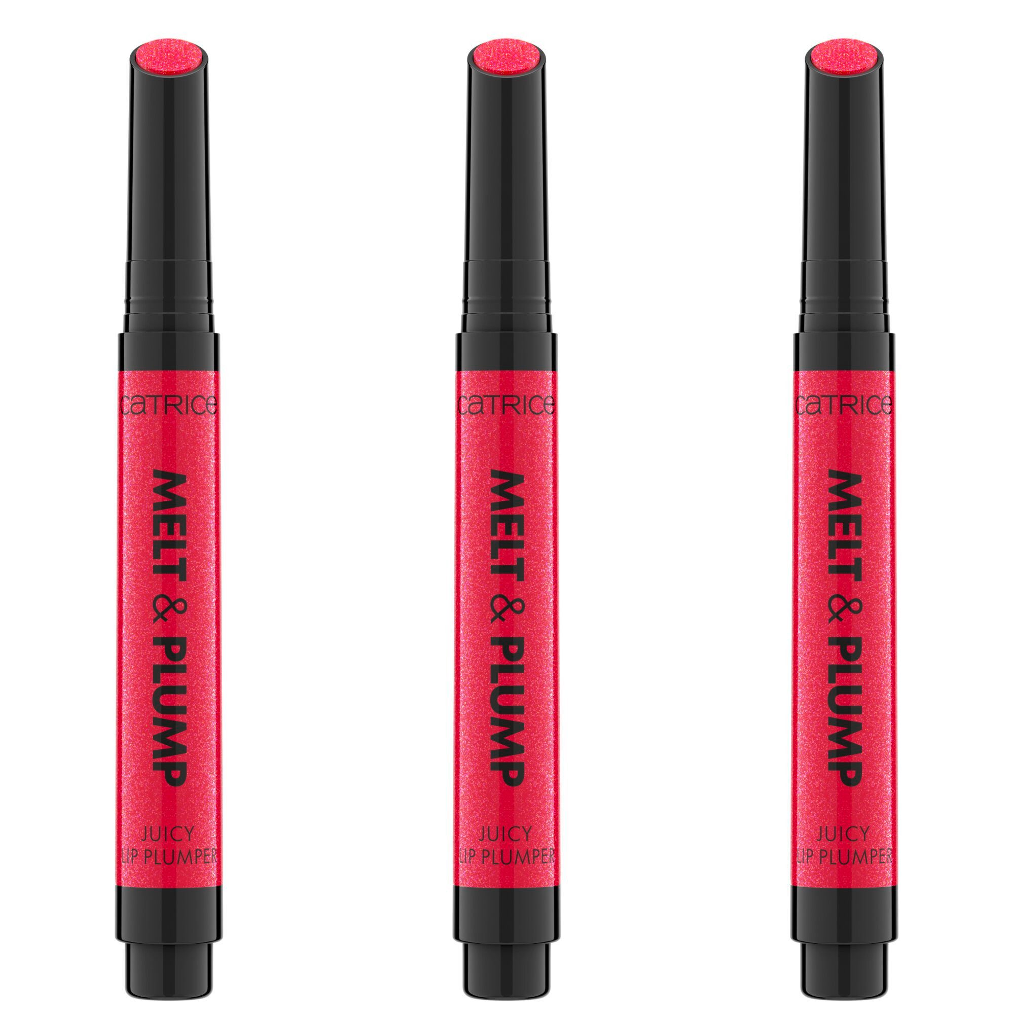 Catrice Lippenbalsam Melt & Plump Juicy Lip Plumper, 3-tlg., Sorgt für Glanz und Volumen, weiche Textur, kühlend durch Menthol.