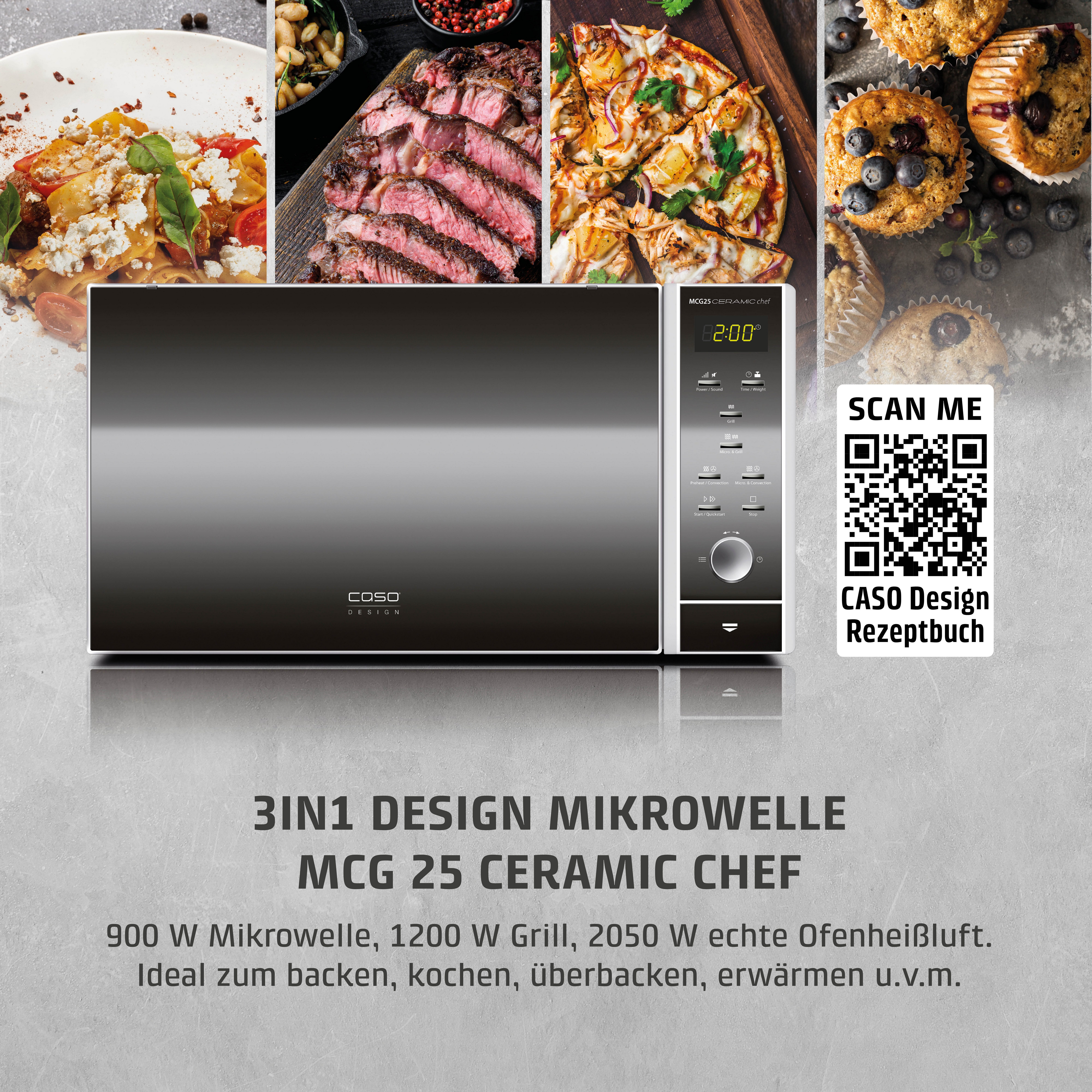 Caso Mikrowelle 3351 MCG 25 Ceramic Chef, Grill, Mikrowelle, Heißluft, 25 l