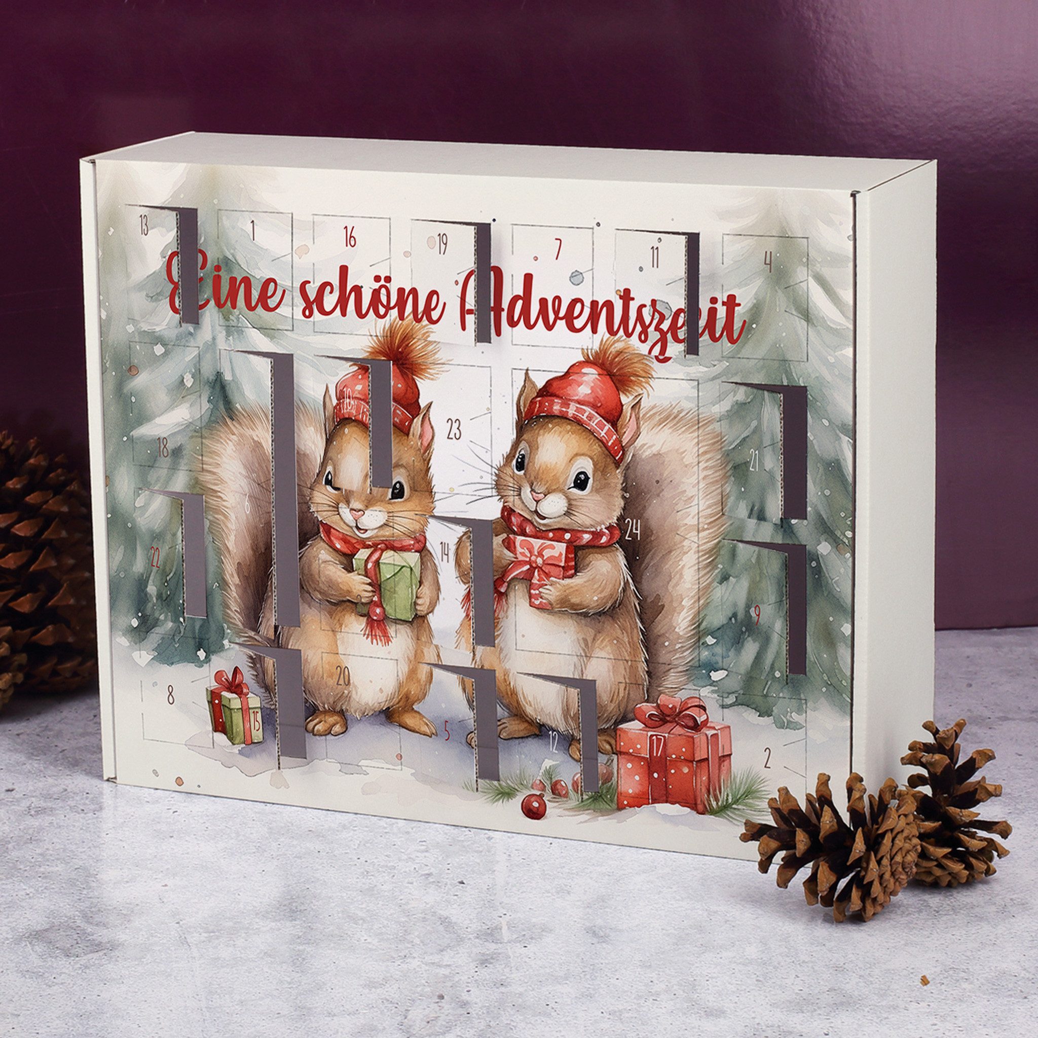 Herz & Heim befüllbarer Adventskalender mit festlichen Motiven zu Weihnachten - DIY Adventskalender, zum selbst Befüllen, aus stabiler Pappe – Bild 3 von 5