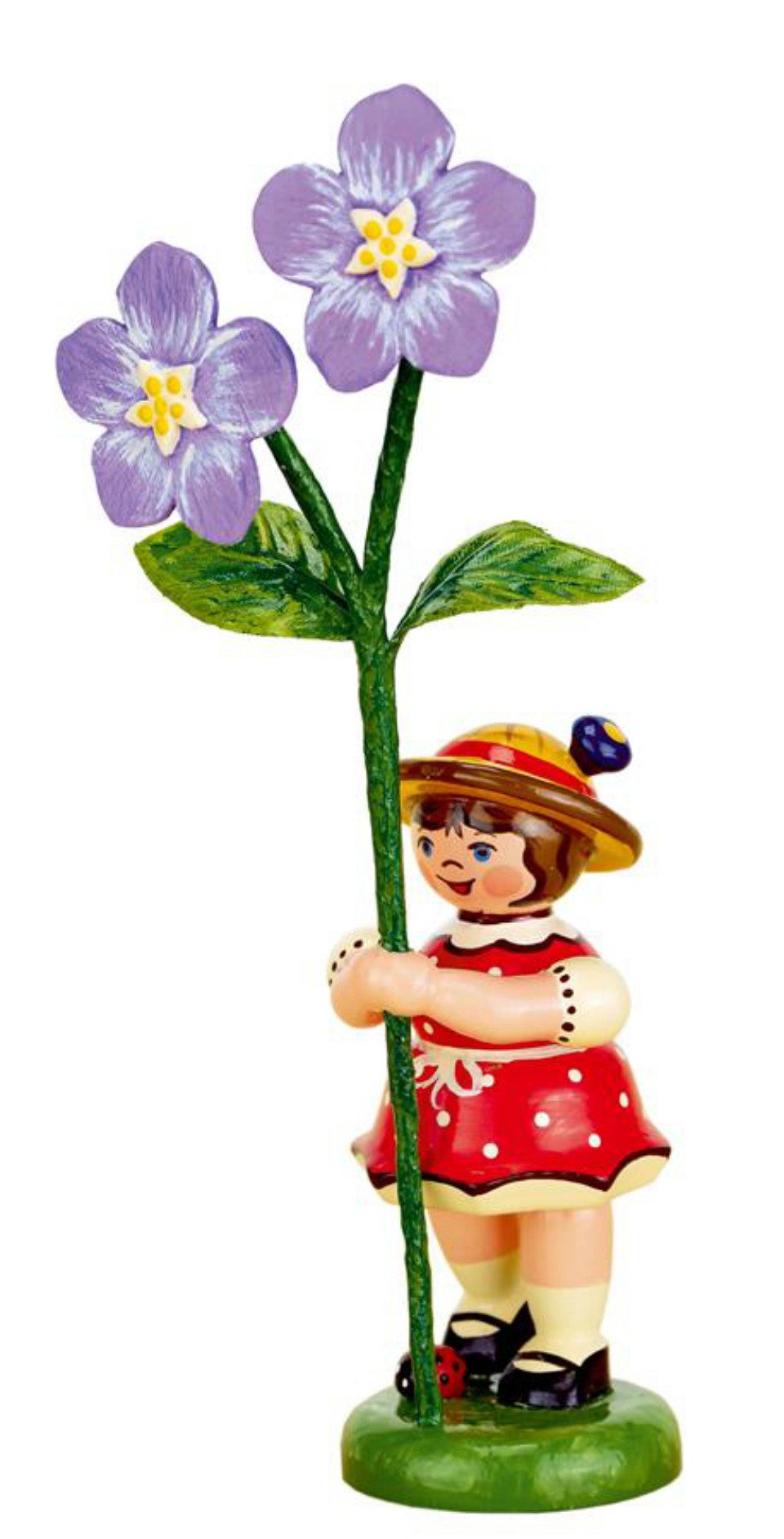 Hubrig Volkskunst Zschorlau Erzgebirge Sammelfigur Hubrig Blumenkind / Blumenmädchen mit Flachs