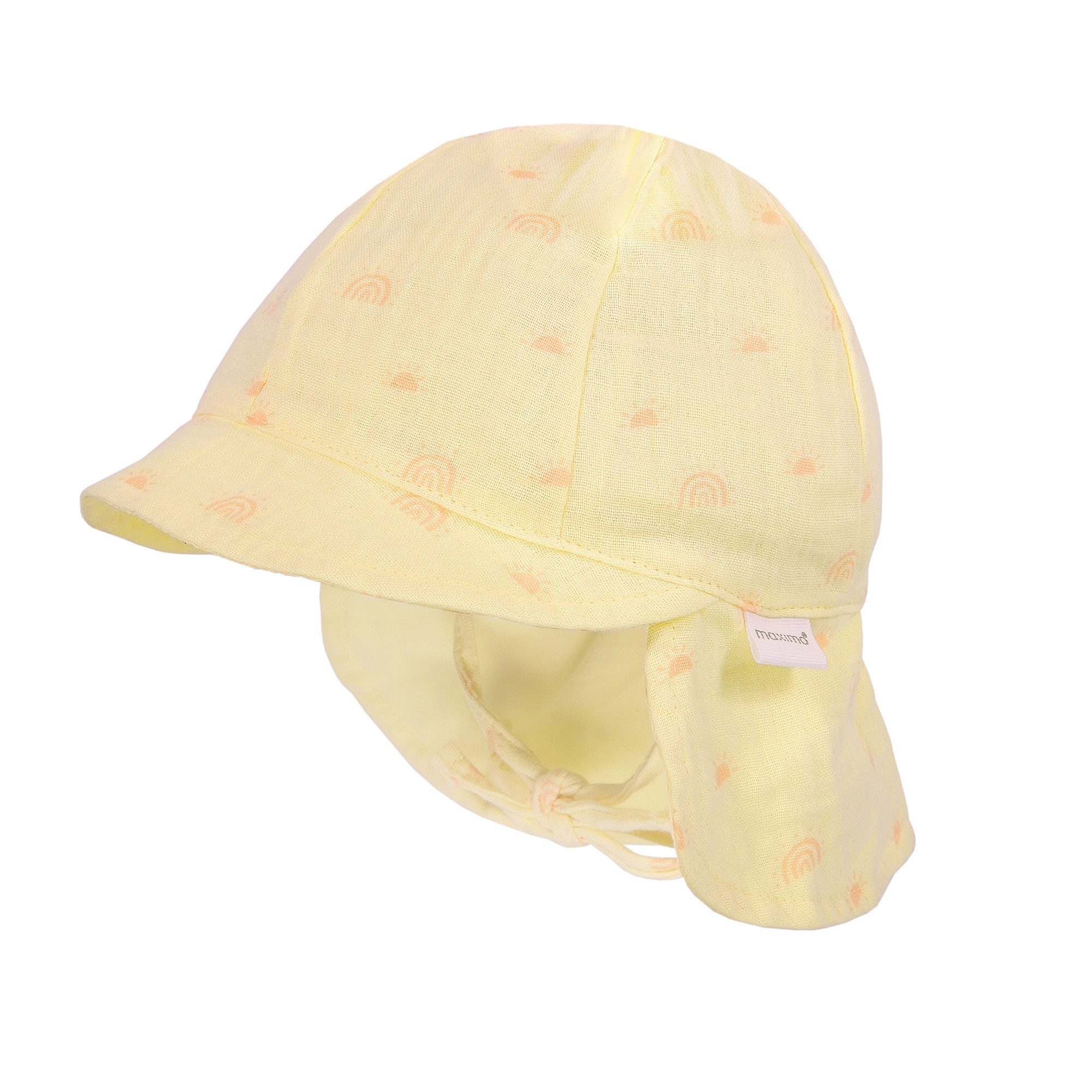 MAXIMO Schirmmütze GOTS BABY-Schildmütze, Band Musselinstoff, Nackenschutz, Futter, UV (1-St) Musselin